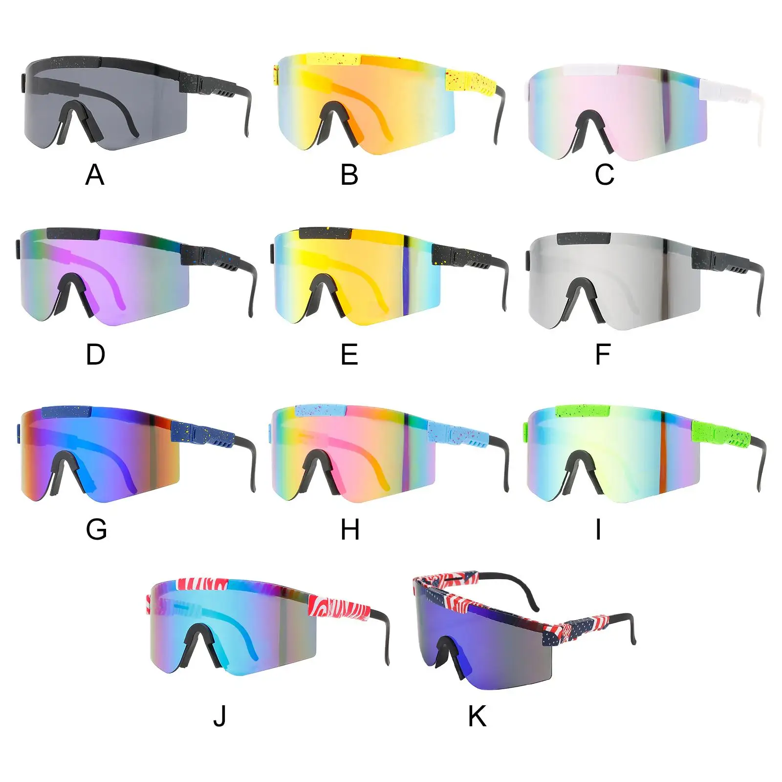 Cycling Polarized Flat Top Eyewear TR90 Black Frame Mirror Lens Windproof Sport Polarized Sunglasses UV400 With Case 