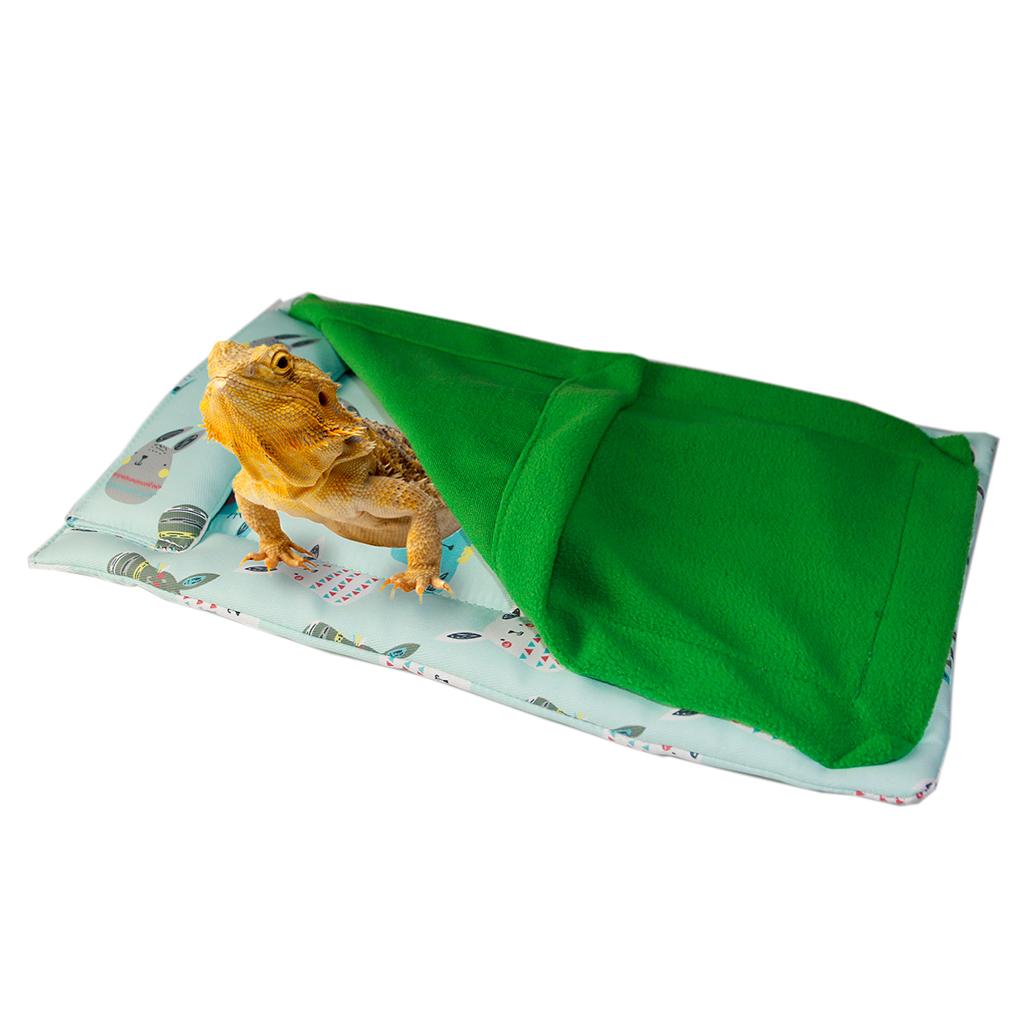 2x Soft Pad Reptile Sleeping Bag Carpet Bedding W/ Blanket Pillow Bearded Dragon for Supplies Gecko Little Pet Animals Hamster