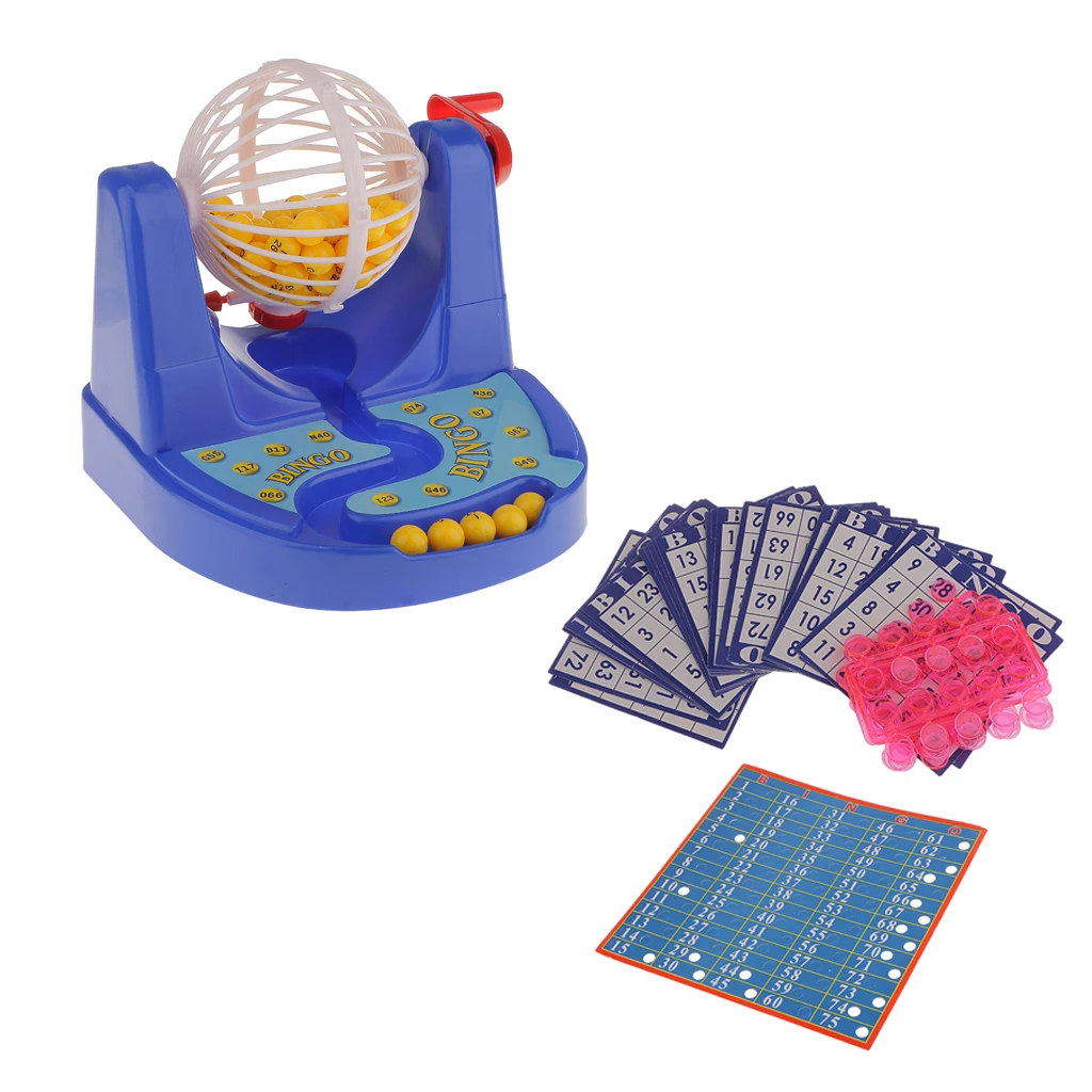 MagiDeal Funny Mini Bingo Game Card Ball Chip Machine Set Classic Gambling Family Kids Game Christams Halloween Party BBQ Gift