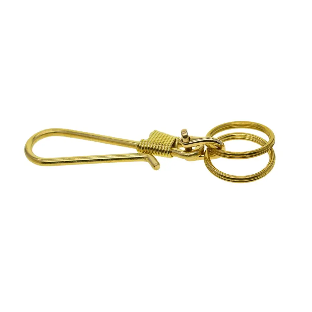 Durable Fish Hook Keychain Brass Loop Key Chain with Ring Home Car Keyfob