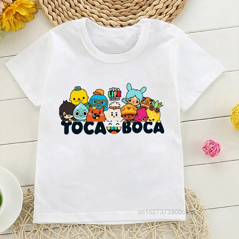 Title 14, Nova toca life world print crianças camiseta de...