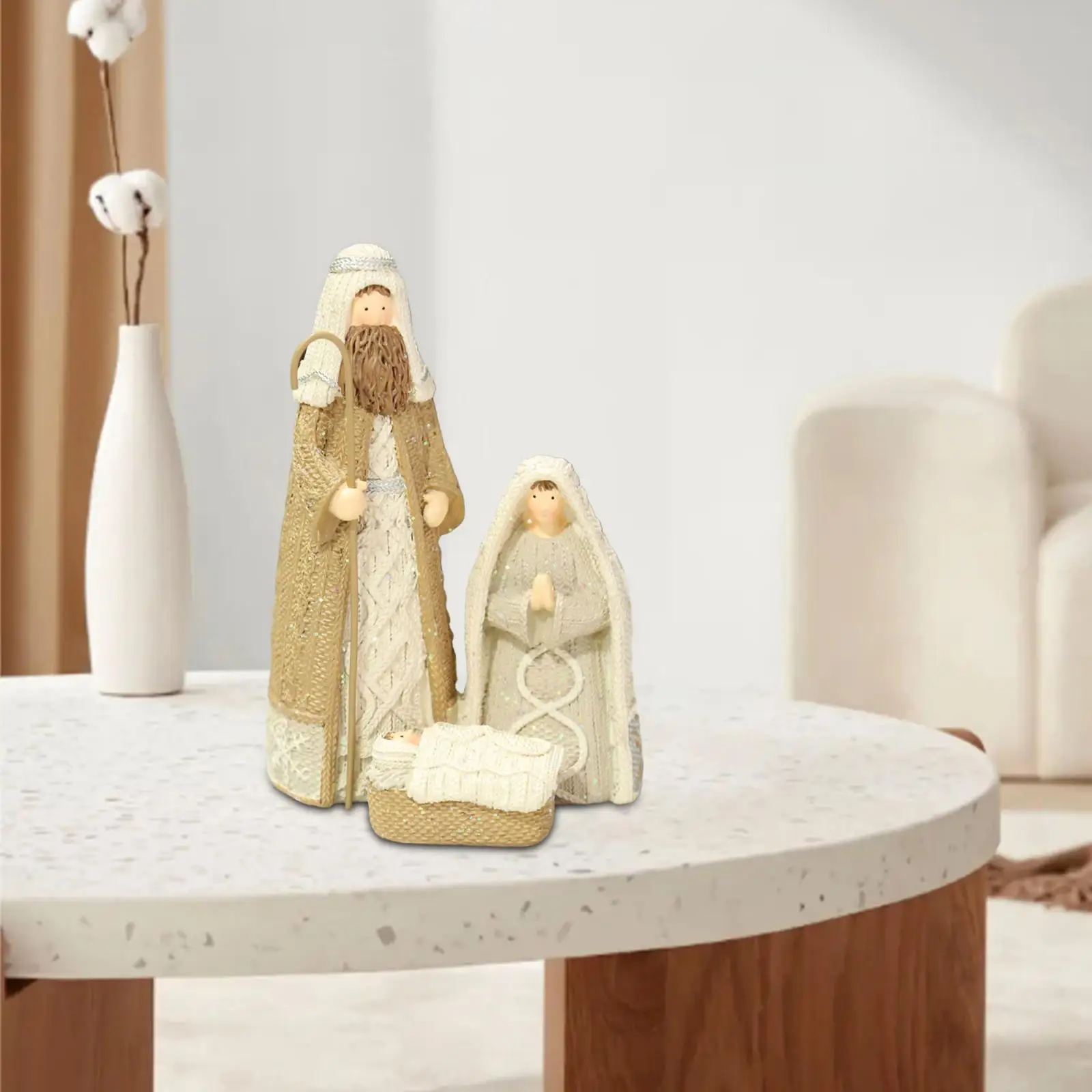 Holy Family Figurine Nativity Scene Christmas Decorative Resin Statue Artwork for Decor