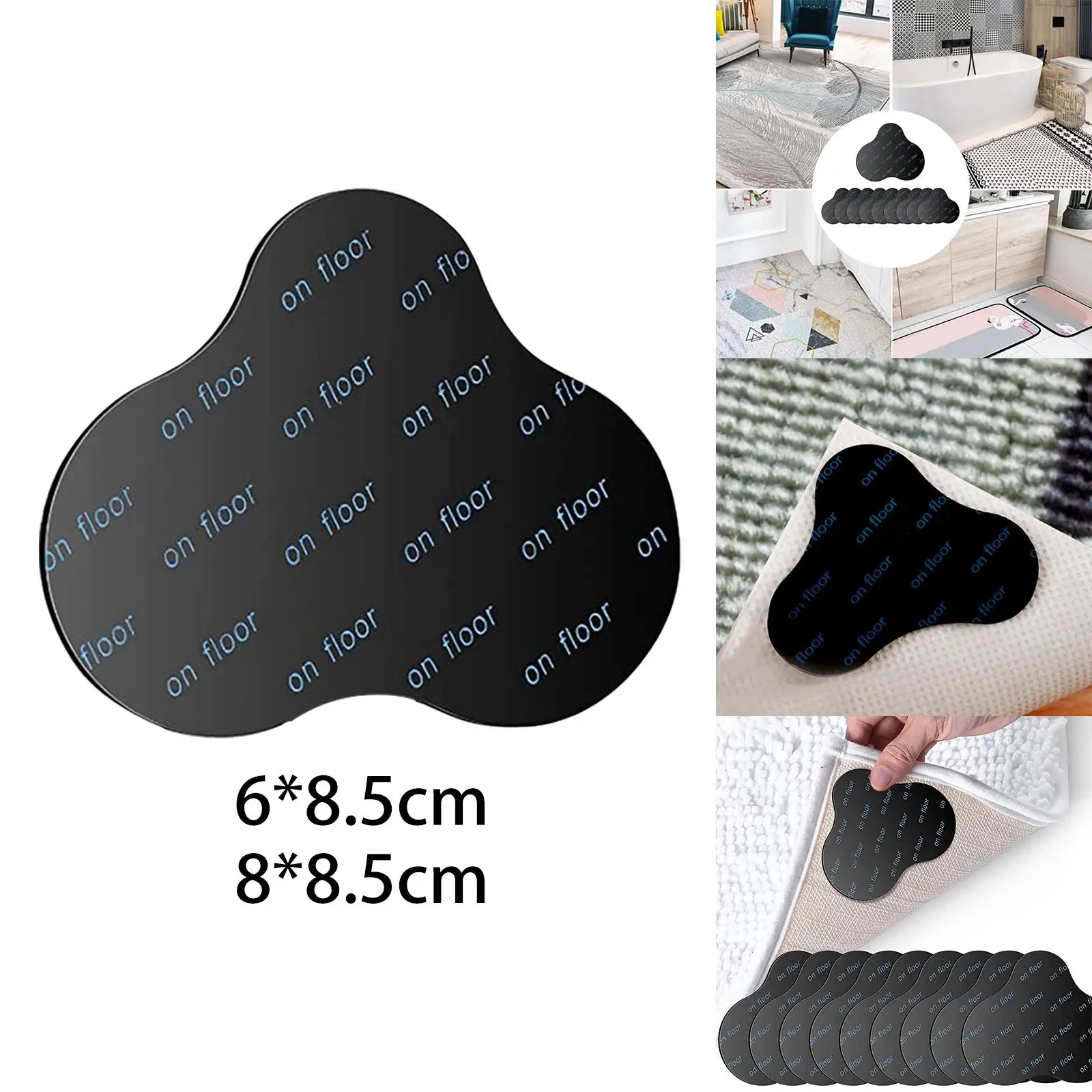 10Pcs Non Slip Grippers for Rug Reusable Rug Corners Gripper Rug Stickers Rug Stopper for Hardwood Floors Tile Floors