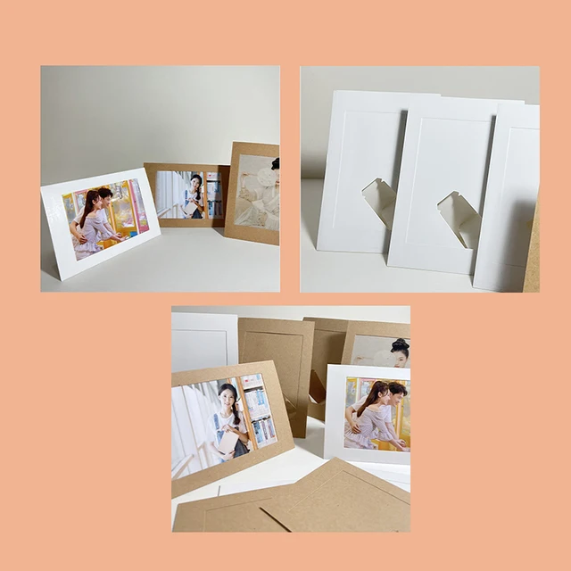 Marcos de fotos de papel para insertos, marco de fotos de cartulina pesada  con caballete, marcos de papel de pie - AliExpress