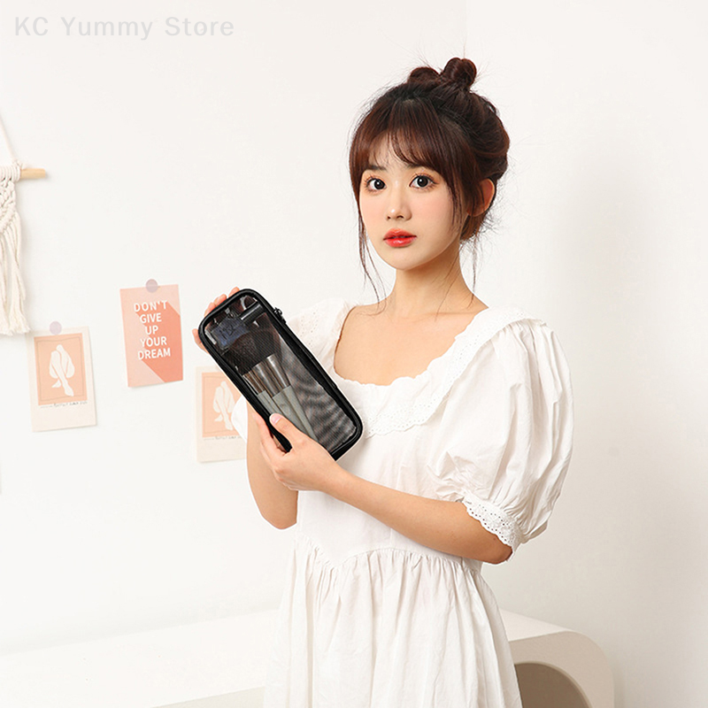 Description Picture 4 of itemHigh Capacity Transparent Mesh Makeup Bag Black Zipper Pouch Travel Storage Bag Toiletry Bag Makeup Pouch Women Cosmetic Bag