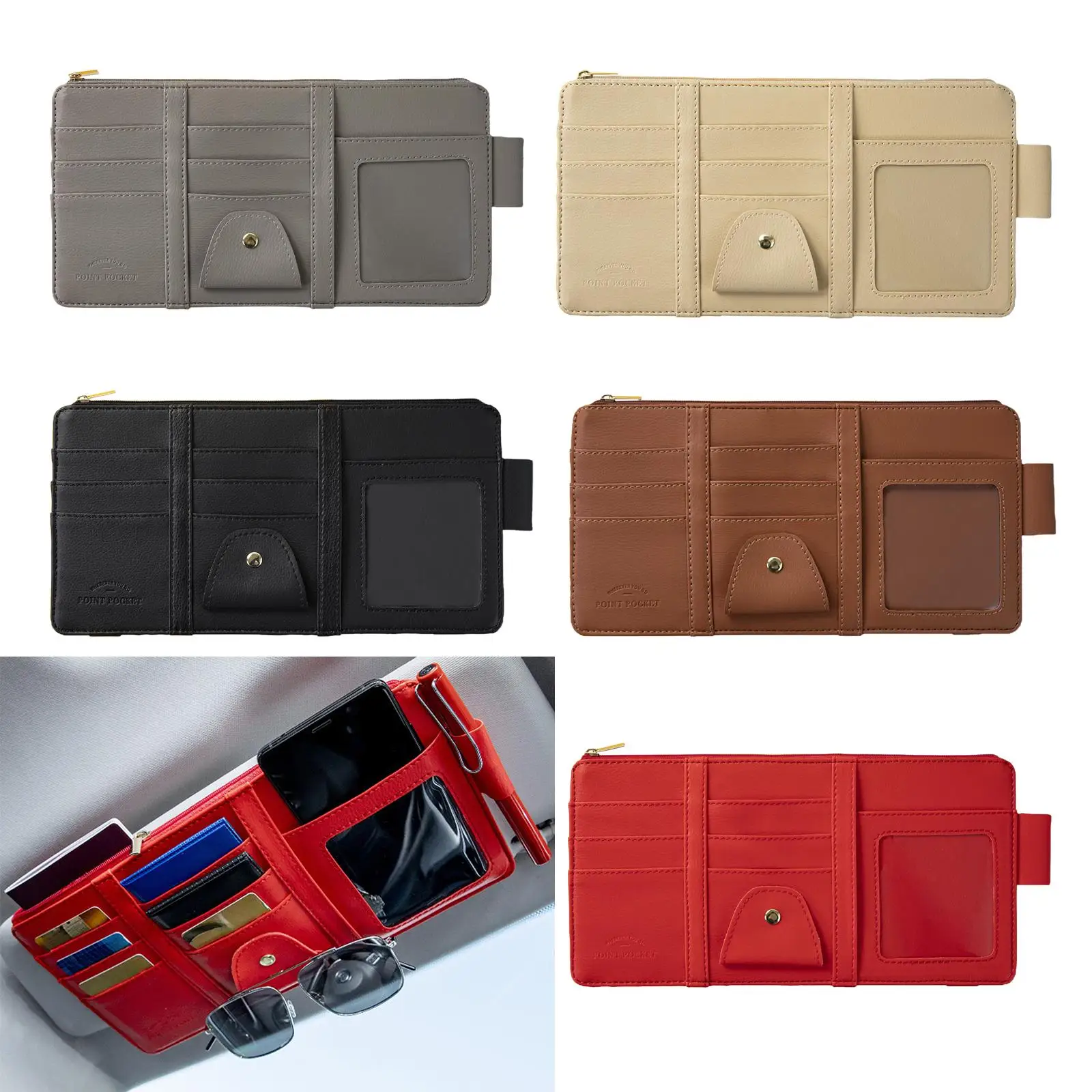 Car Visor Organizer Visor Storage Bag Auto Sun Visor Organizer Automobile Card Holder Car Interior Accessories 