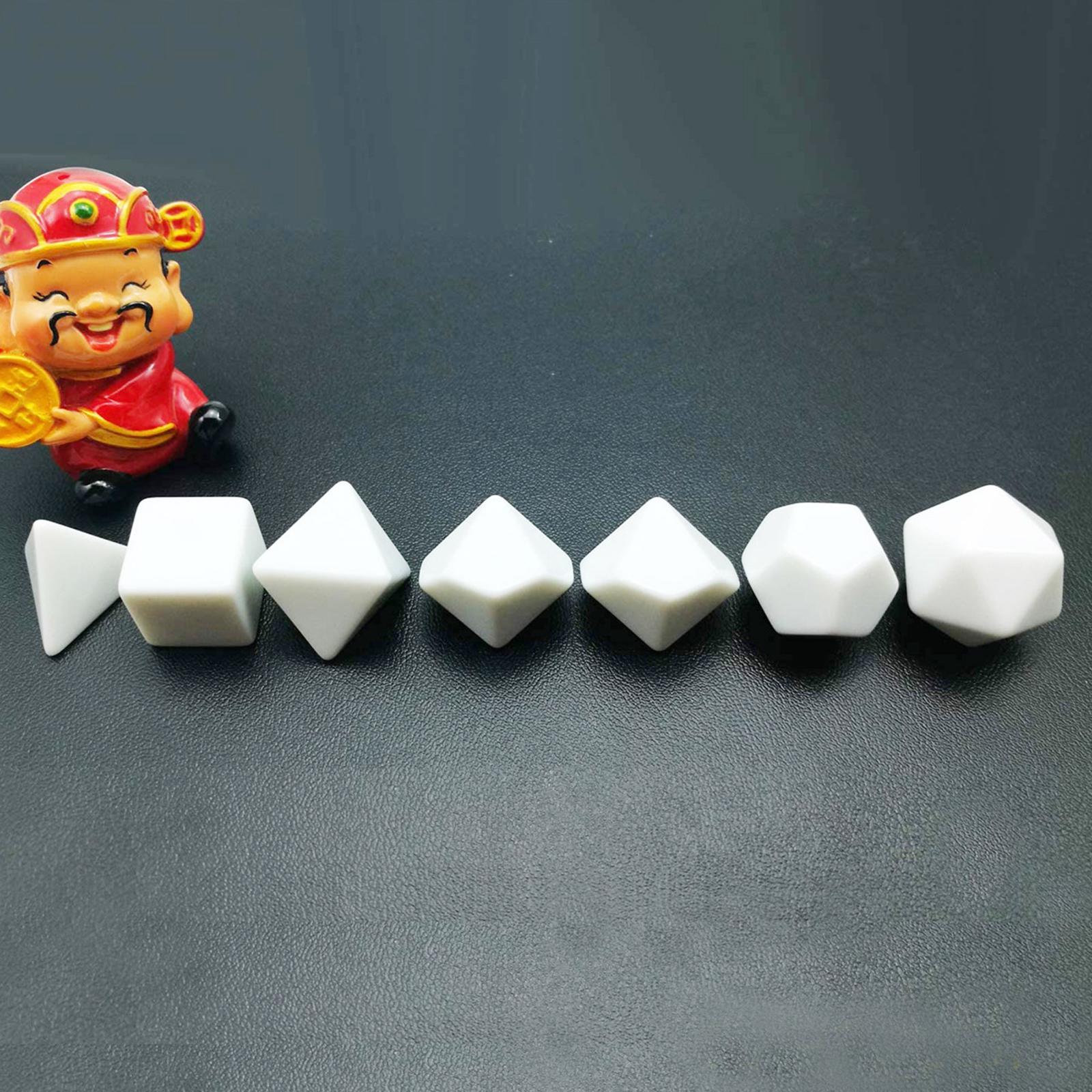 7Pcs Acrylic Empty Dices Polyhedral RPG Dices Set for Classroom Board Game, DIY Sticker, Dices Making, Party Supplies
