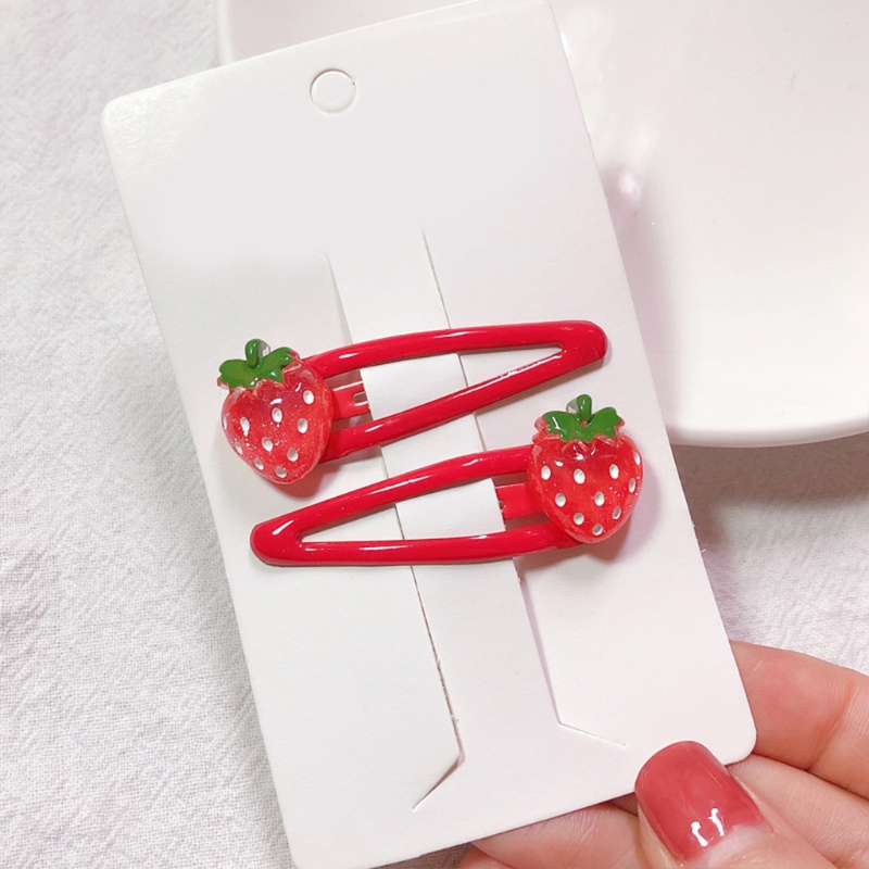 2023 neue Erdbeere Haar Clip Cartoon-Muster Haar Klemme Obst Harz Seite Clip Süße Haarspange Grip Geschenk für Kinder – Detail 4