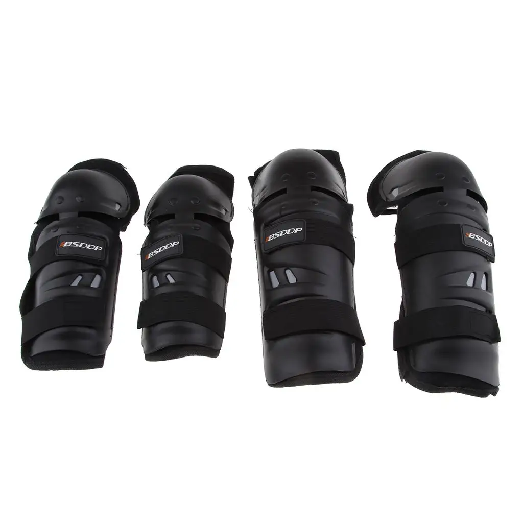 4Pieces Adults EVA Motorcycle ATV Motocross Elbow Knee Pads Shin Guards  - for Adult (Long)