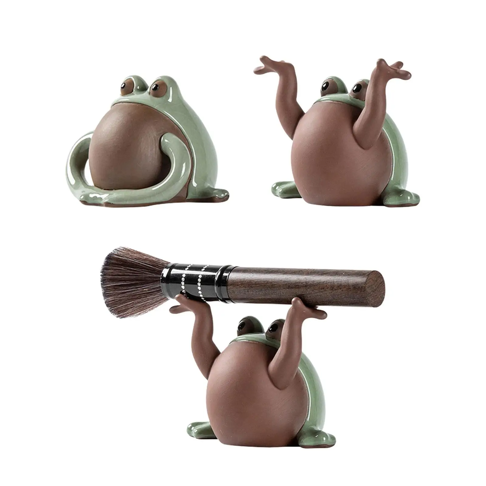 Tea Pet Ornament Charm Frog Statue for Bedroom Desktop Office