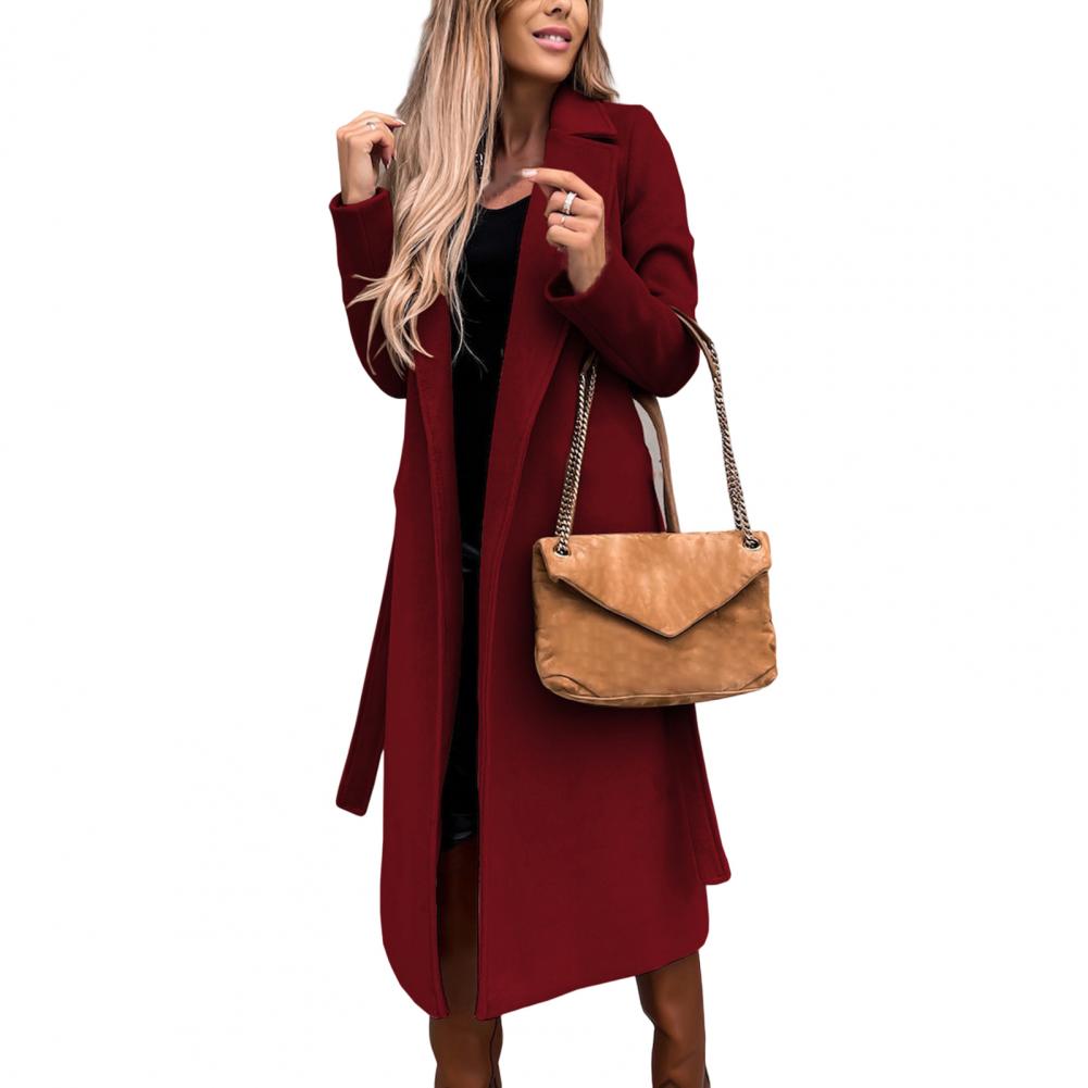 outono inverno feminino temperamento de comprimento médio grosso de lã de manga comprida jaqueta feminina tendência vermelho elegante casaco de lã