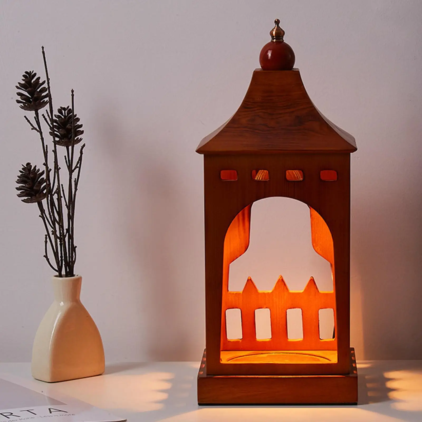 Wooden Candle Warmer Decor Fragrance Creative Burner Melting Lamp Fragrance Light for Office Bedside Table Home