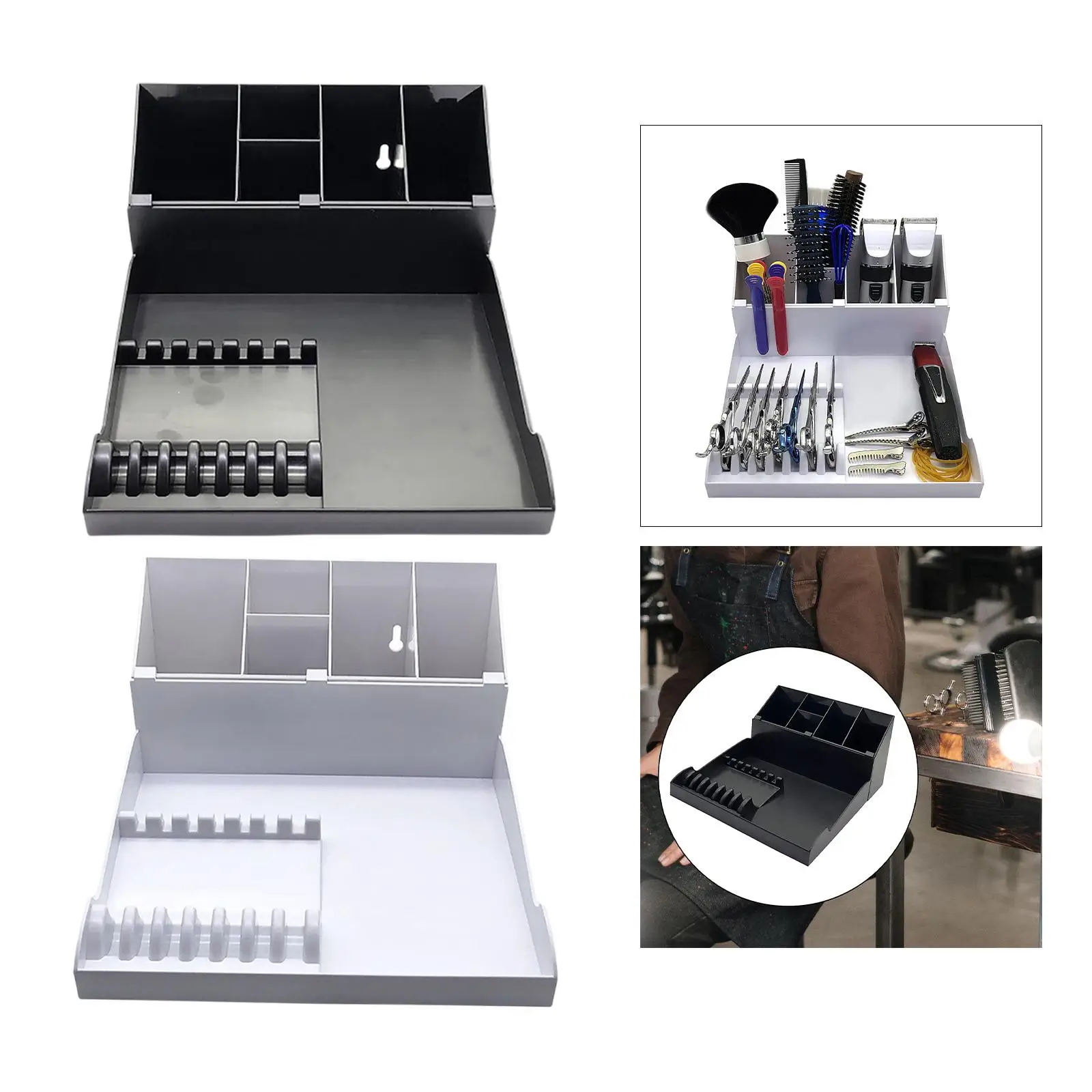 Detachable Hairdressing Tool Box Organizer & Hair Scissors Storage Tray Wall