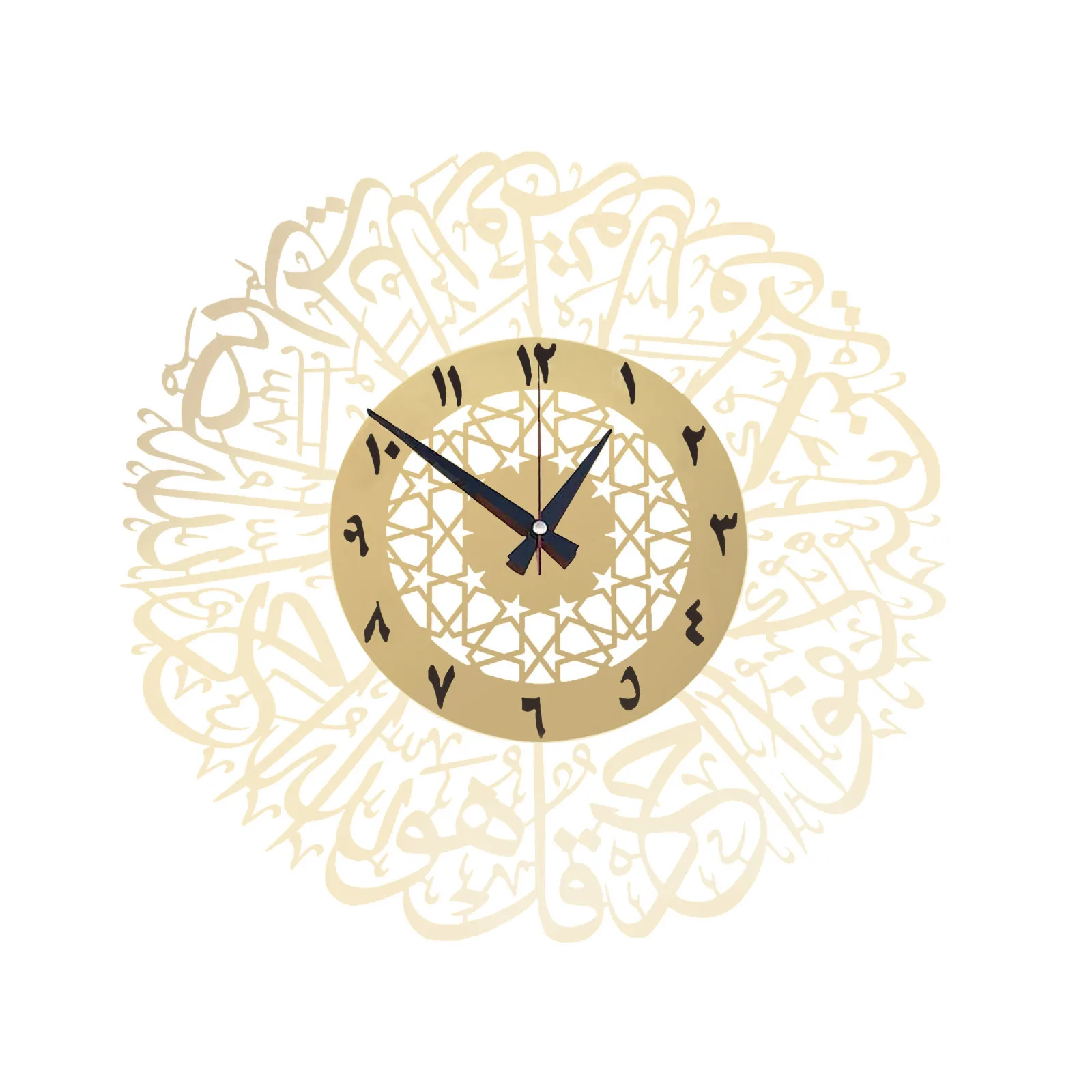 30cm Vintage Wall Clocks Home Acrylic Mirror Decoration Arabic Calligraphy Art Indoor Wall Clock Pendant Wall Clock For Home