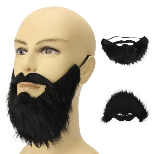 Funny Artificial Beard Props Facial Hair Fake Soft False Black Beard