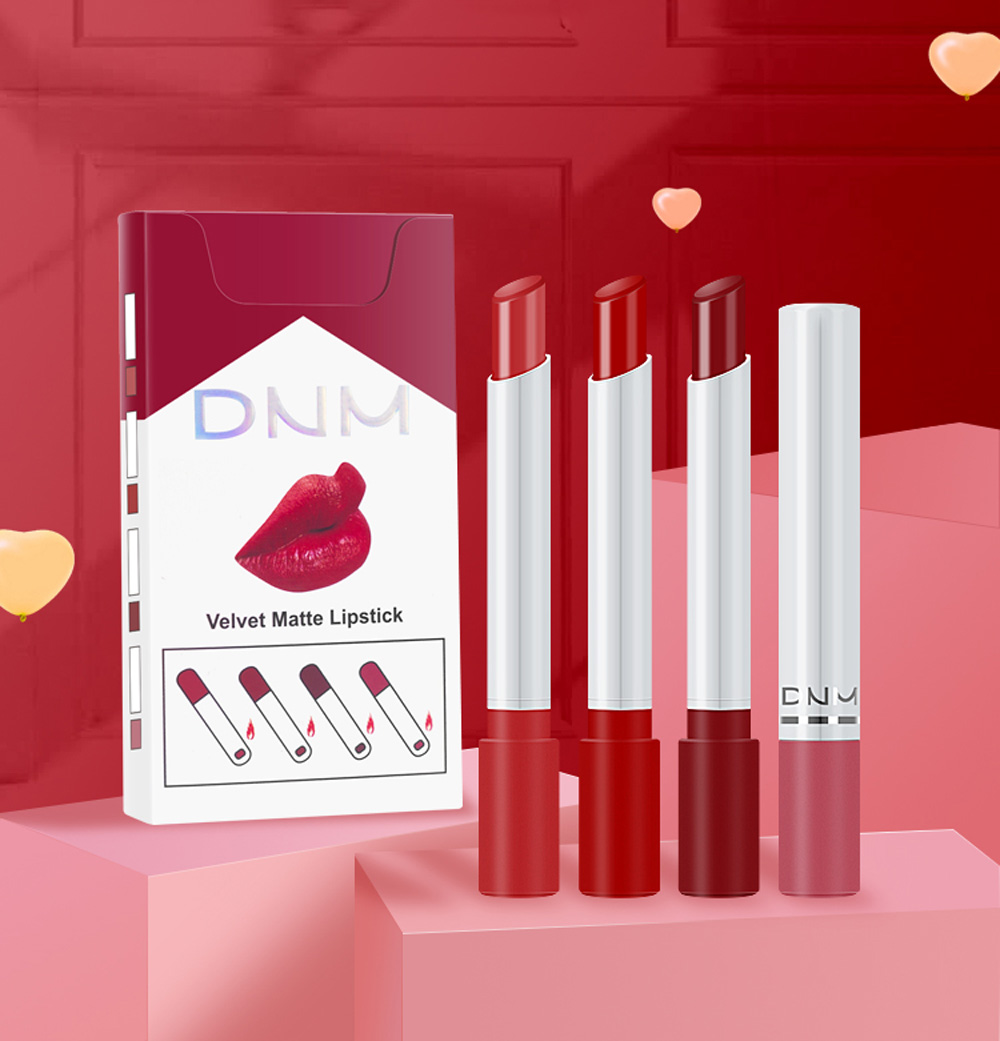 Best of DNM 1 / 4Pcs Sexy Lipstick Matte Velvet Lipstick Set Lips Makeup Korean Cosmetics Waterproof Long Lasting Make Up Lip Gloss Reviews & Tips