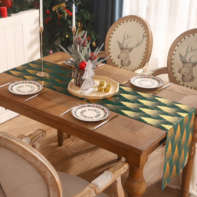 Description Picture 4 of itemChristmas Tree Decoration Table Runner Christmas Stocking Kitchen Party Holiday New Year Decoration Dinner Dresser Tablecloth