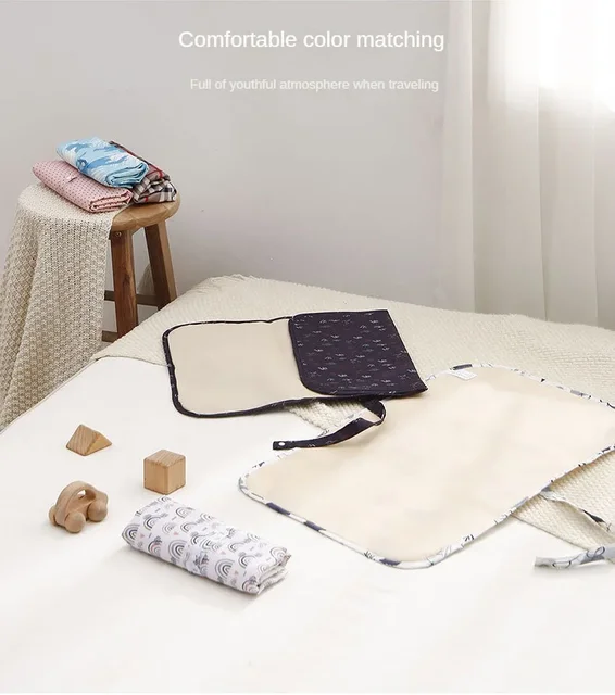 Fasciatoio Portatile Pieghevole Per Neonati - Cambio Pannolini Da Viaggio Impermeabile Con Tasca Orsetto - Foto 7