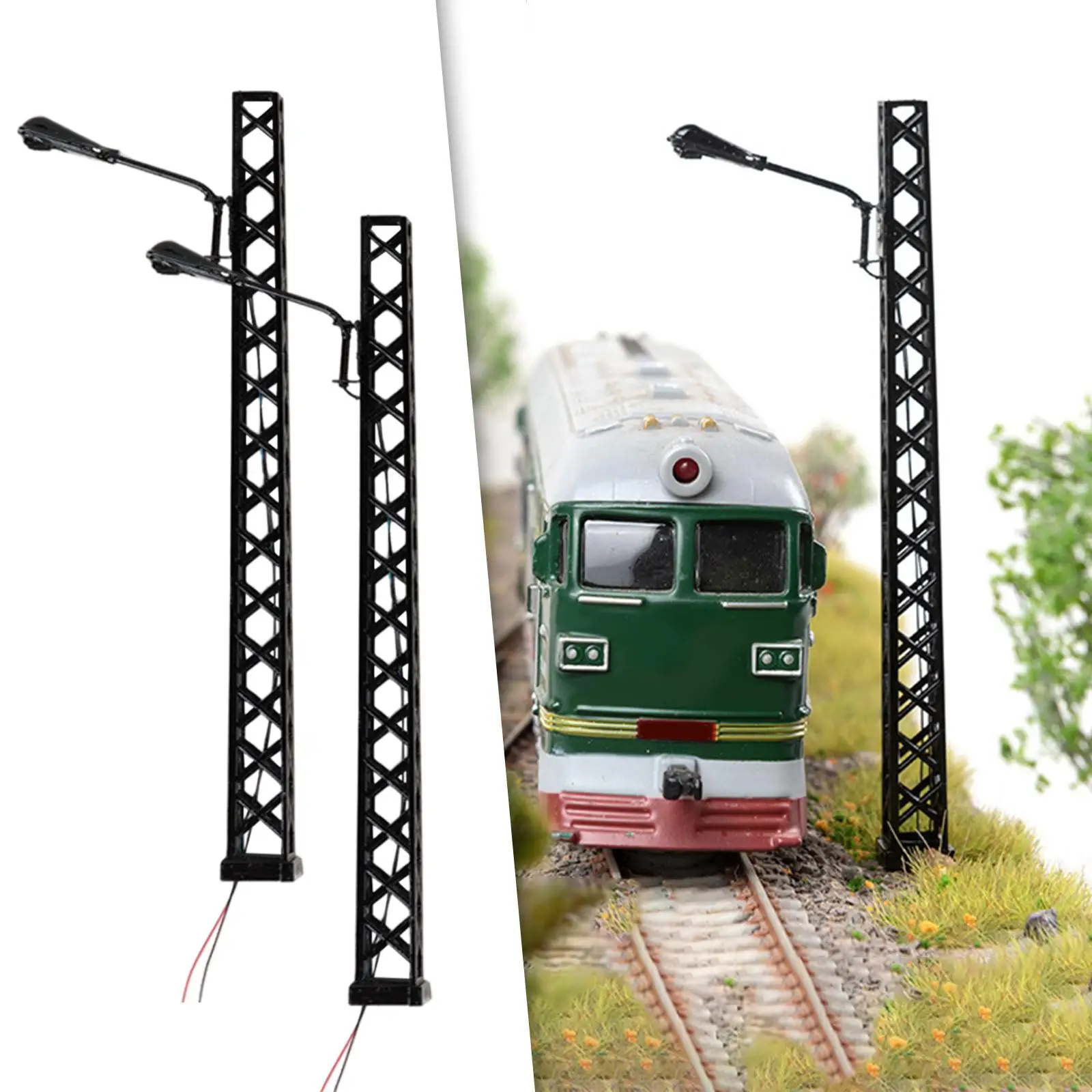 2 Pieces 1:8 Lattice Mast Light  Decorative Miniature Building Street Lamp Lamppost Landscape Model  Railway