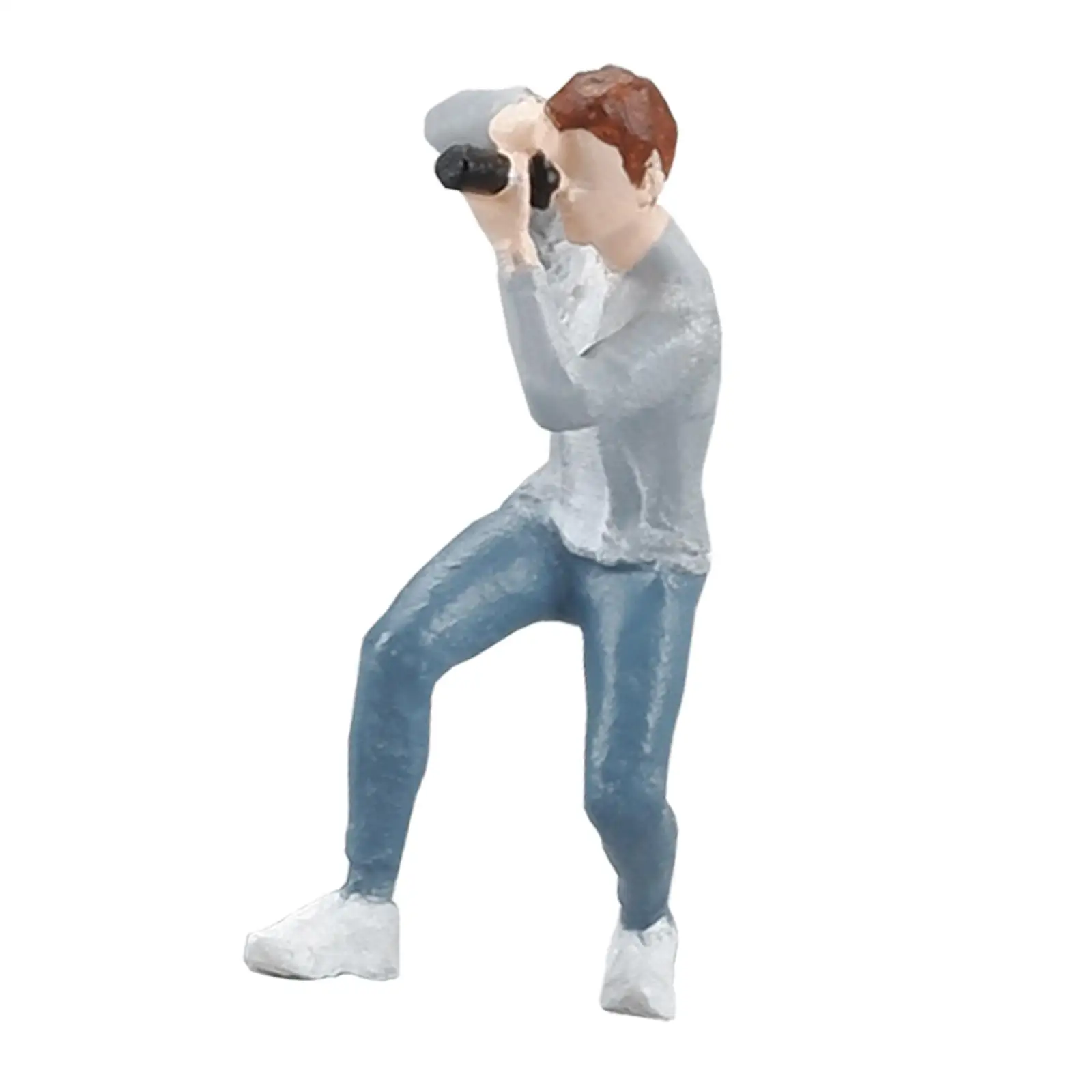 1/64 Scale Miniature Figure Photographer for Street Model Train Photo Props