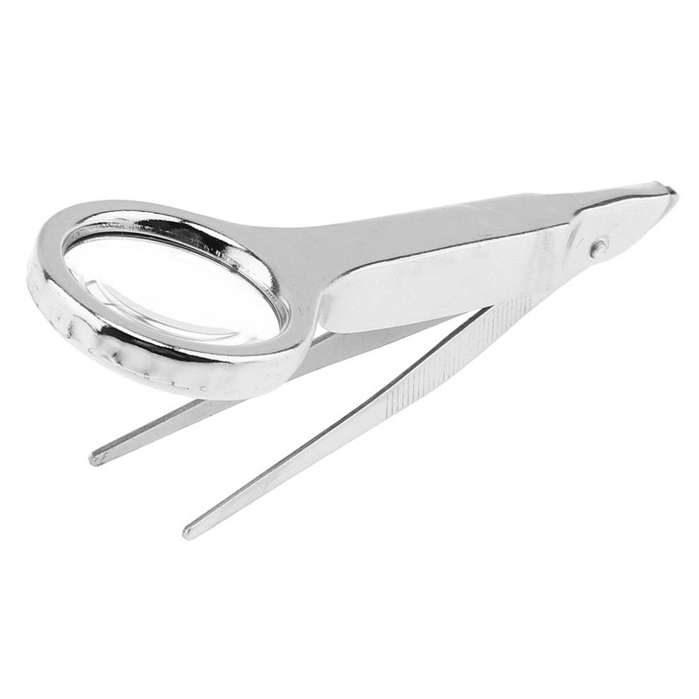 Description Picture 4 of itemHandheld Magnifing Glass 10X 25mm Stainless Steel + Acrylic Optical Lenses Portable Magnifier with Tweezers for Identification