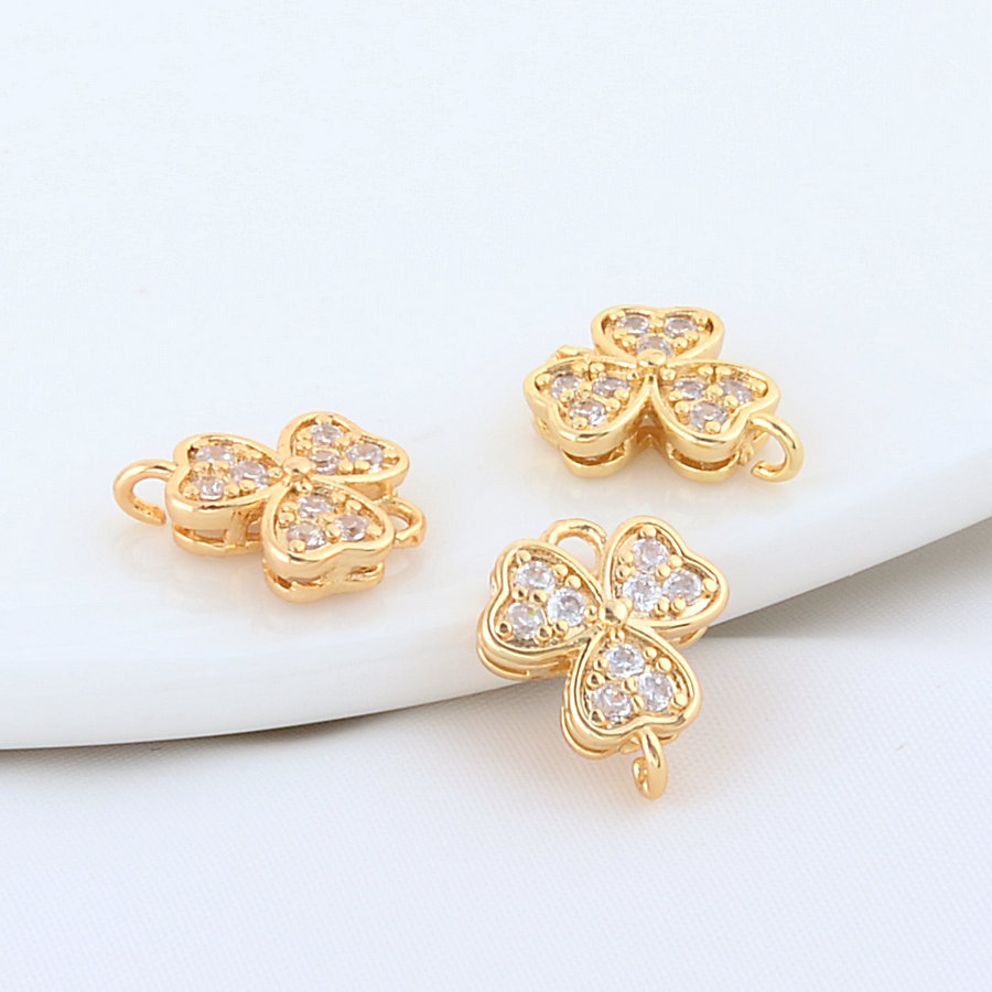 6PCS 12MM 15,5MM 14K Gold Farbe Messing Blumen Stecker Charms Anhänger Halskette Ohrringe Schmuck Machen liefert Zubehör – Detail 2