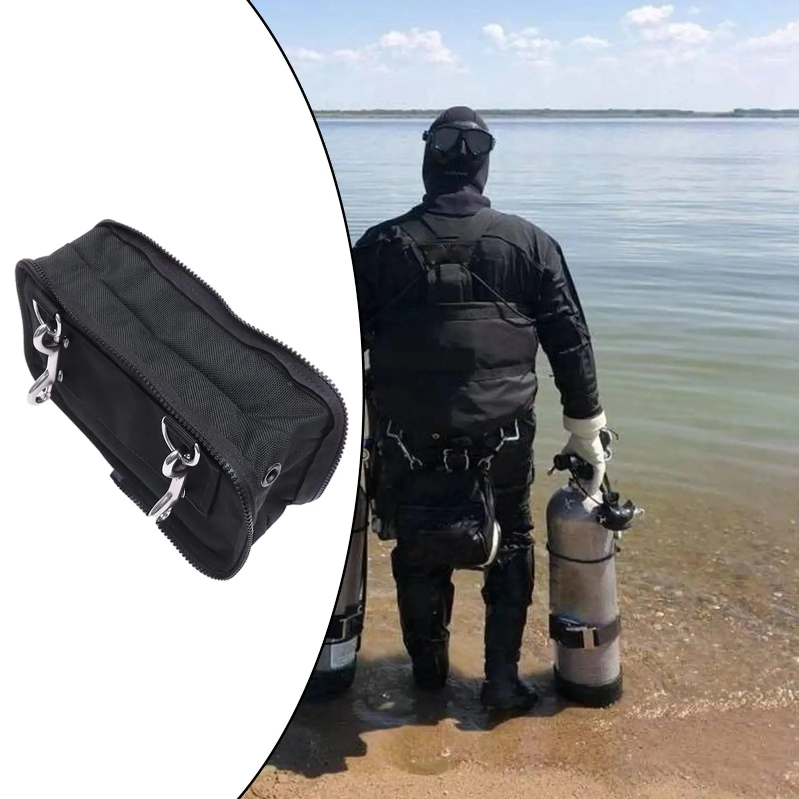 Durable Scuba Diving Storage Bag, Nylon BCD Equipment Gear, Snorkel Backpack Double Ended Snap Hook Dive  &  Accessories