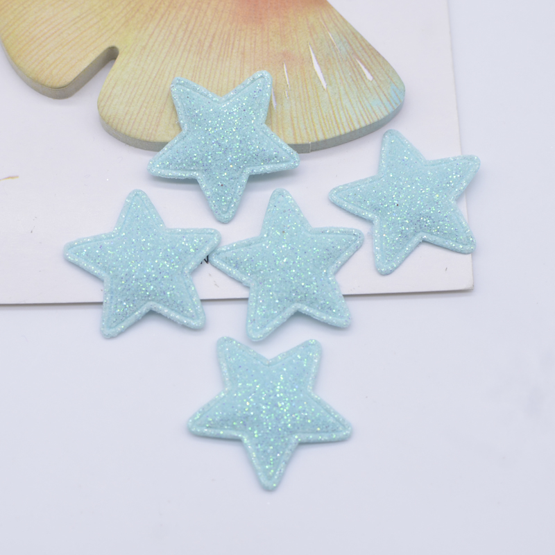100 Stück 25 mm Bling Star gepolsterte Glitzer-Stoff-Applikationen zum Basteln von Kleidung, Nähen, Patches, DIY, Kopfbedeckung, Schleife, Dekor-Zubehör – Detail 7