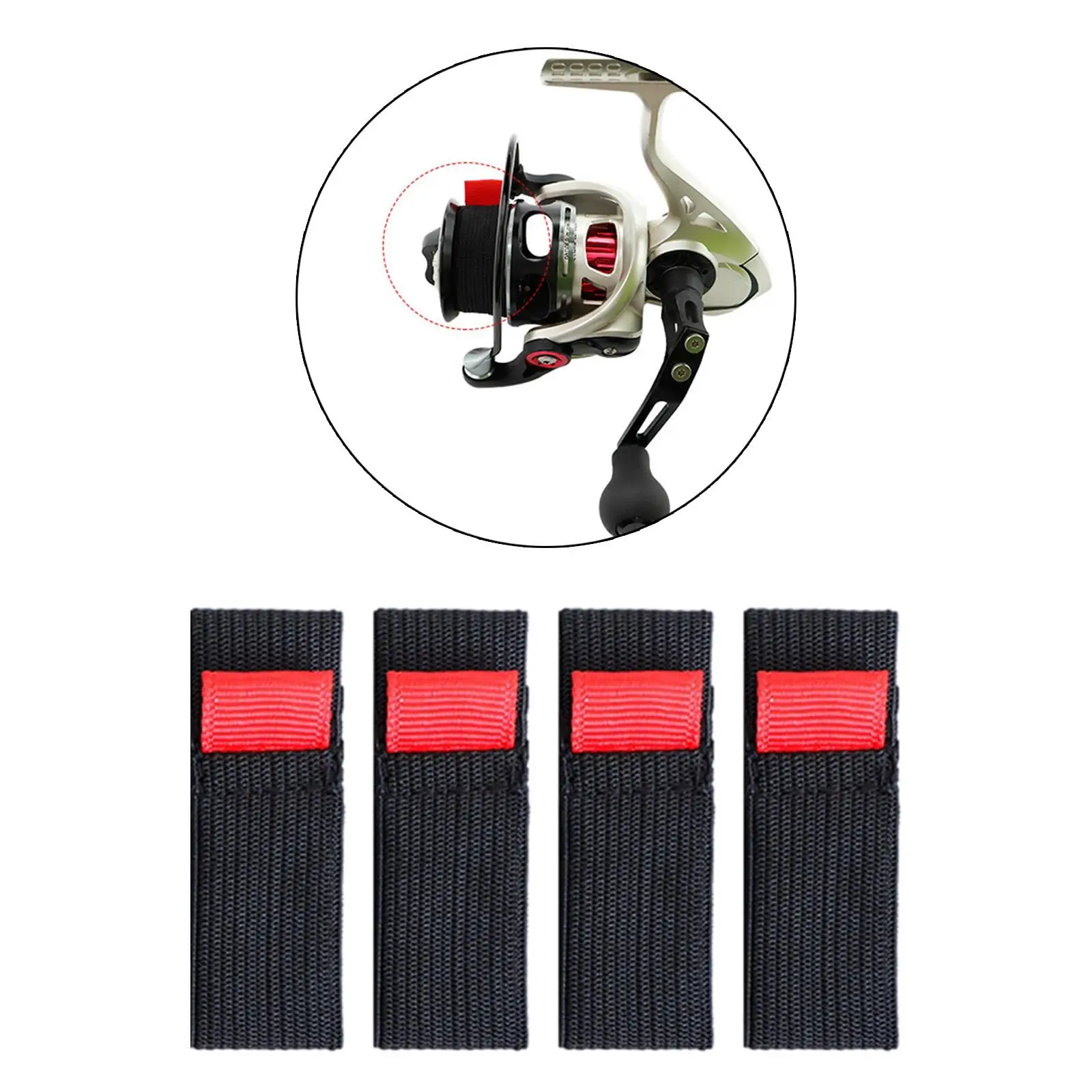 4 Pieces Black Fishing Spool Belt Belt Band Fishing Tackle Accessories Wheel Reel Protective Belt