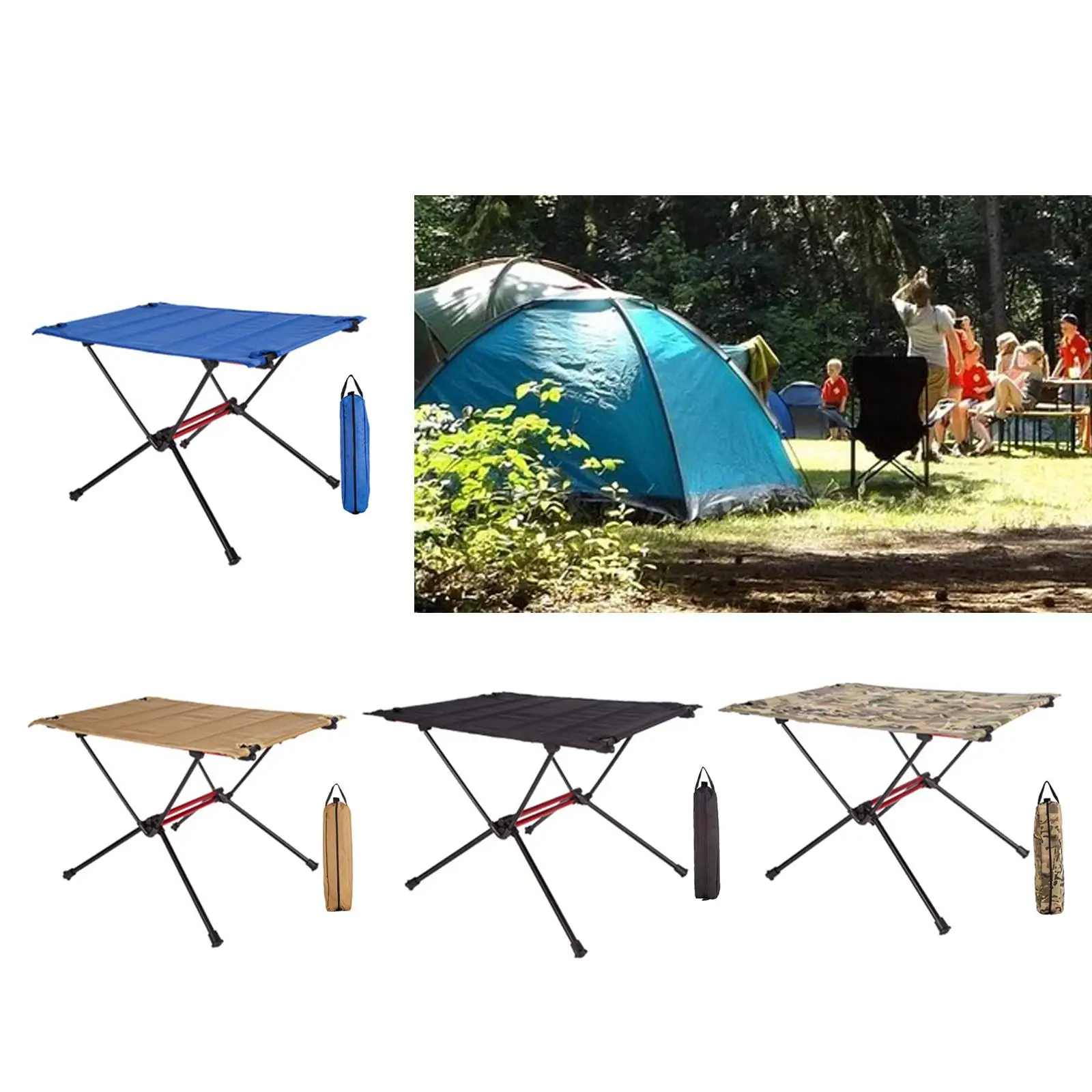 Lightweight Collapsible Aluminum Portable Roll Up Outdoor Folding Camping Table Patio Foldable Picnic Table with Carrying Bag