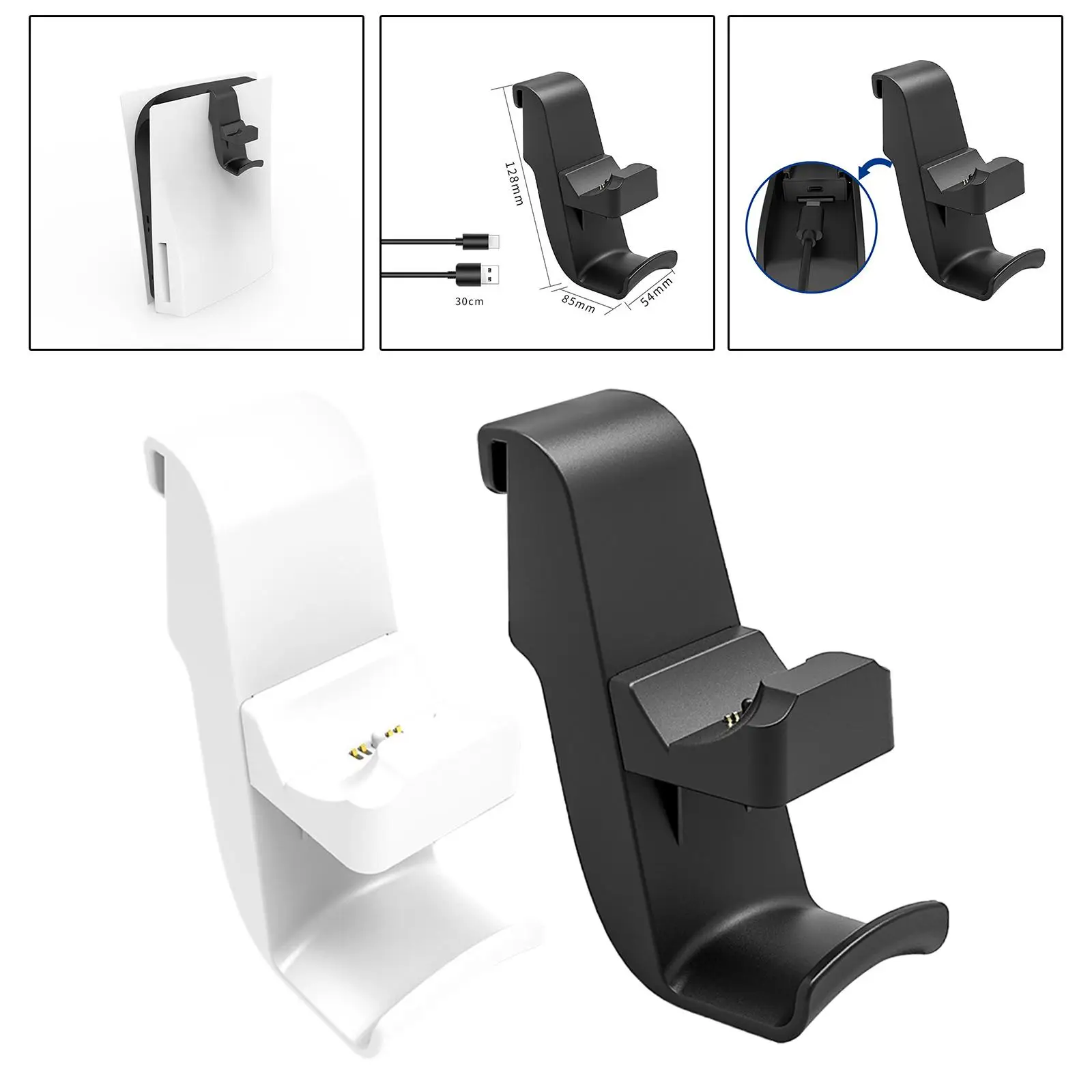 2 in 1 Headset and Controller Holder Charging Cradle Smart Charging Dock Controller Charger Headphone Hanger for PS5 Accessory