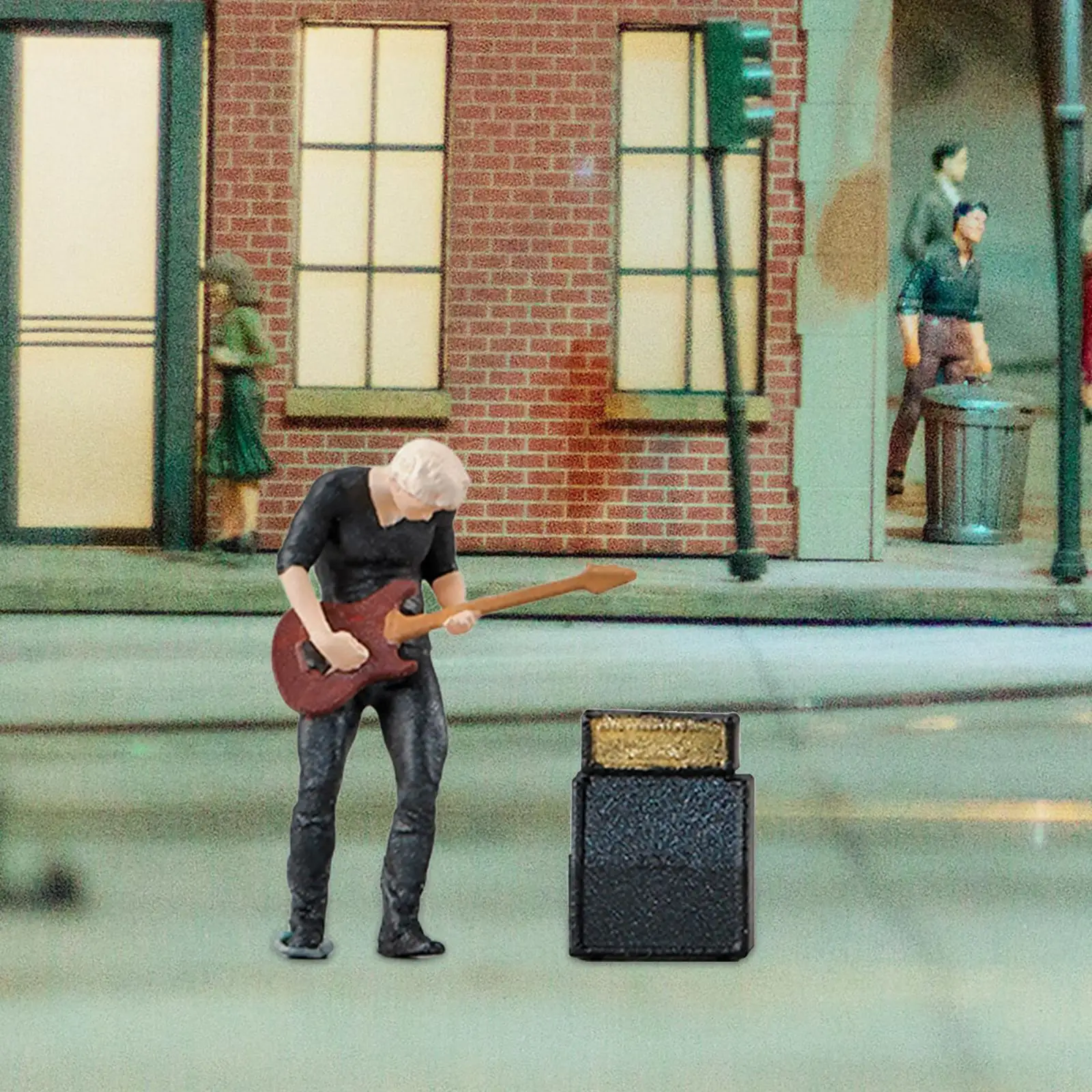 Painted Figures Stimulated Realistic Bassist People Figurine for Desktop Decoration Miniature Scene Train Layout Fairy Garden