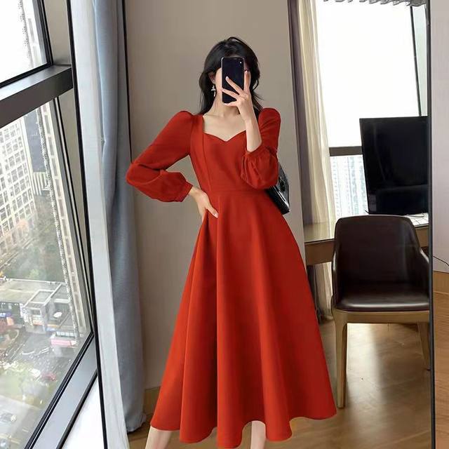 【韓国ブランド】エレガンス清楚ミディワンピースN348 Dresses Women Classic Elegant 6 Colors All-match Solid