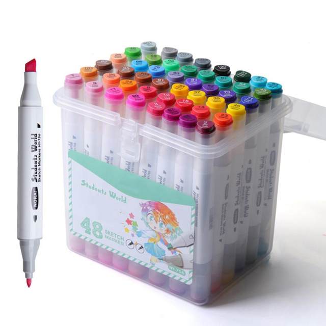 1 Set Creative Double Head Marker Set 12/24/36/48/60 Colors