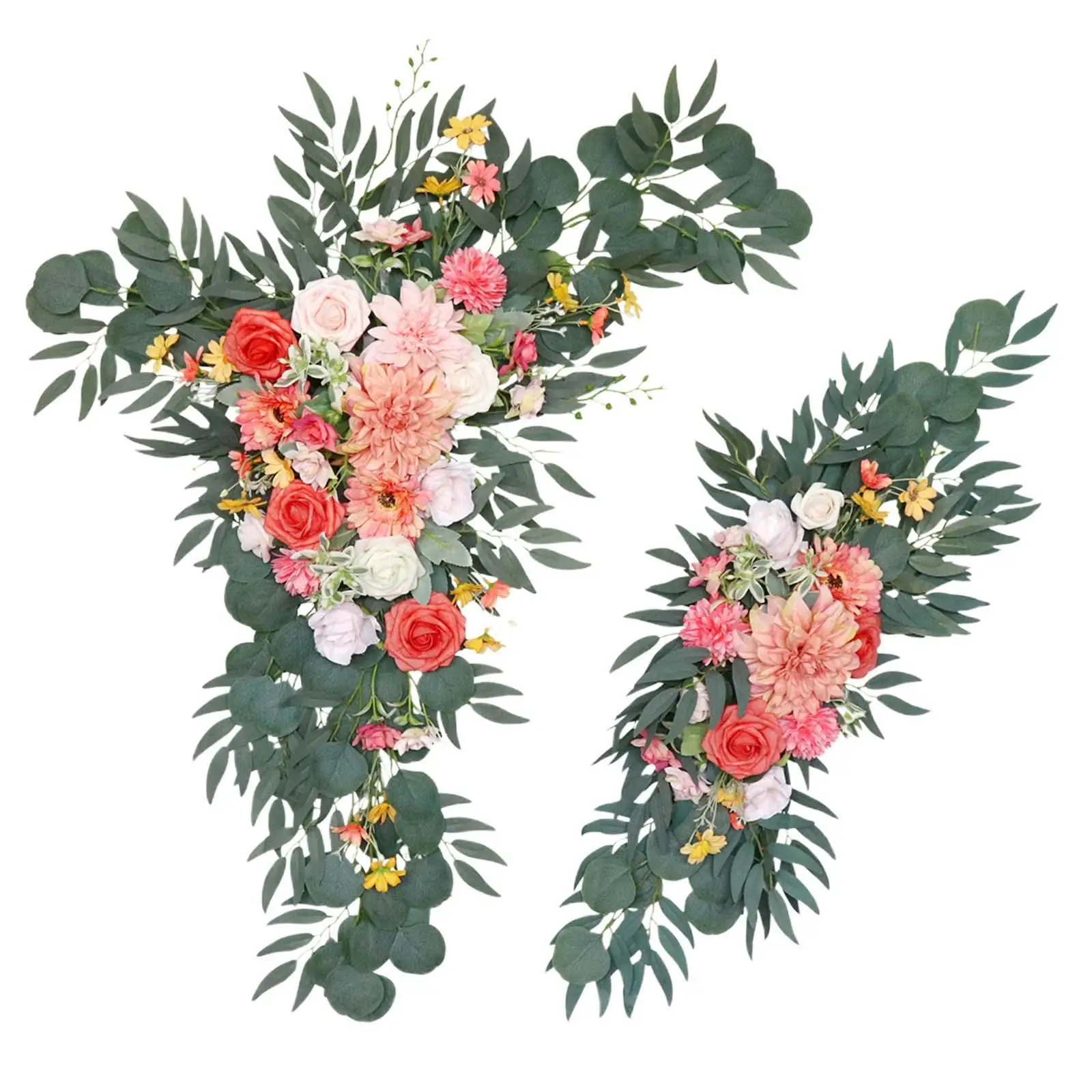 2Pcs Wedding Arch Flowers Floral Arrangement Centerpiece Wreath Arch Decor for Wedding Event Party Table Decorations