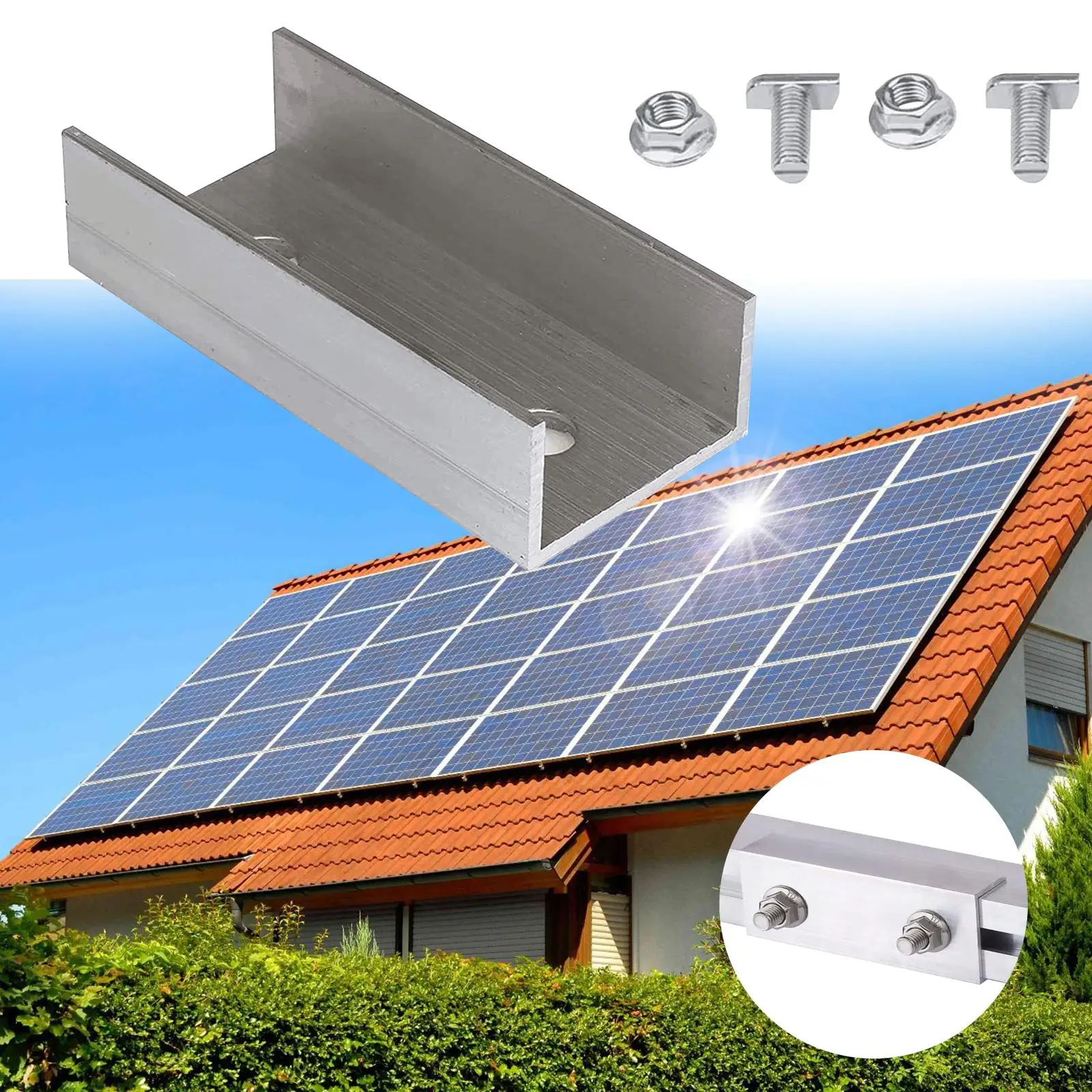 Solar Panel Rail Connector Sturdy Durable with Screws for Solar Panel Installation