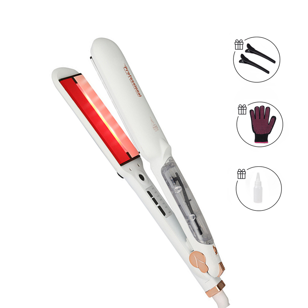 Best of Professional Infrared Steam Hair Straightener Wide Plate Hair Salon Steam Styler Ceramic Tourmaline Flat Iron Styling Tools Reviews & Tips