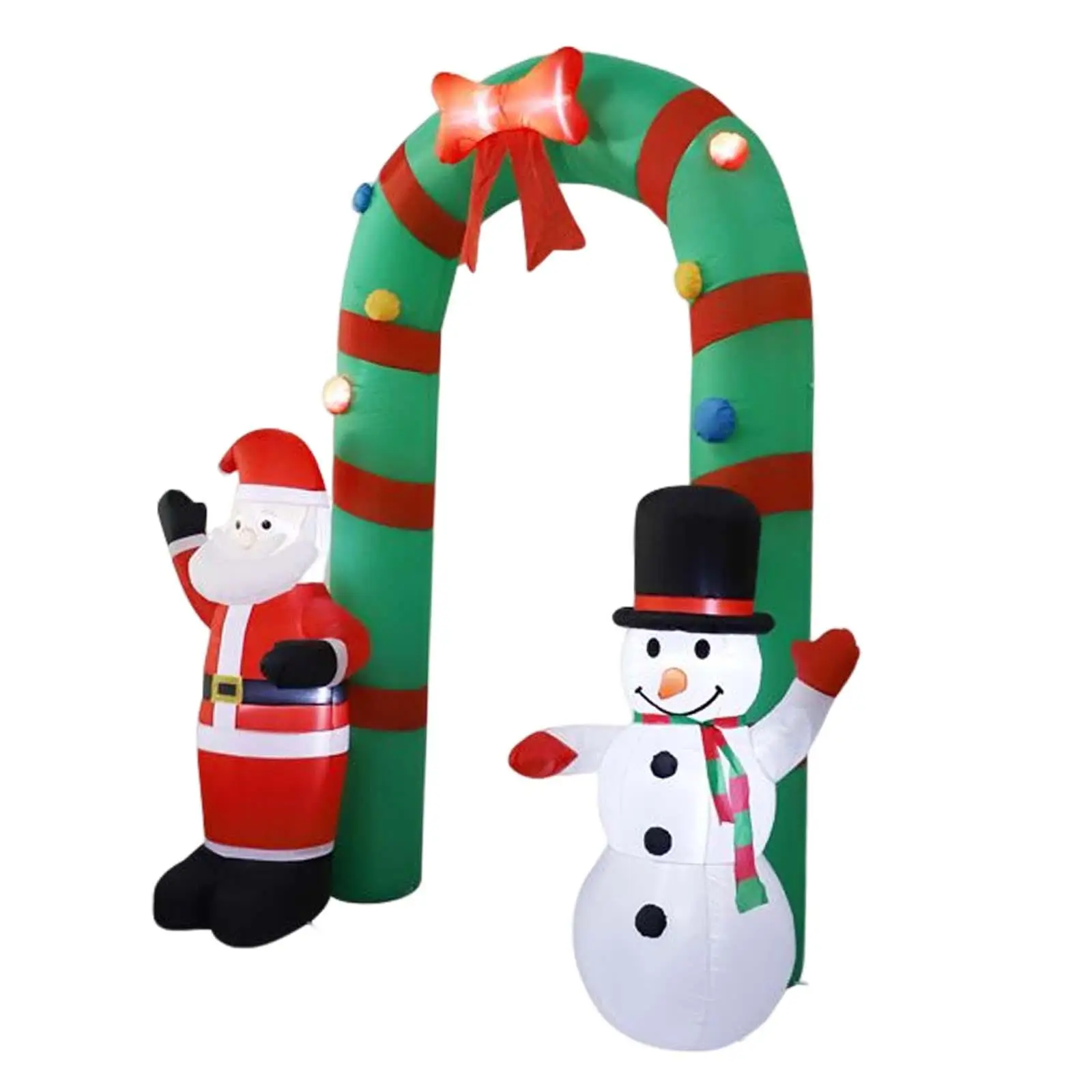 2.5 Meters Christmas Inflatable Arch Santa Snowman Archway LED Inflatable Arch Ornament for Party Patio Lawn Yard Decoration