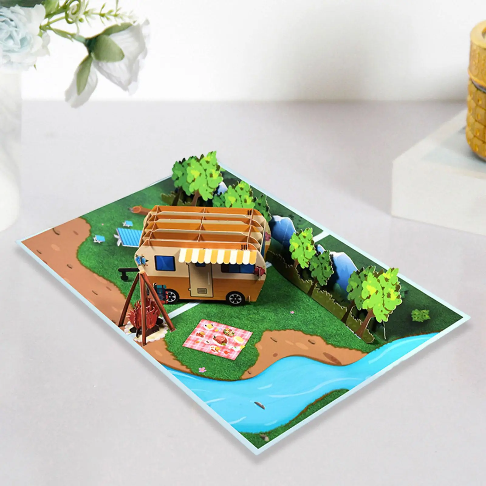 Camping Trip Pop up Card RV Card Camping Card Gift Birthday Card Mother`s Day Card Popup Greeting Card for Thanksgiving Father
