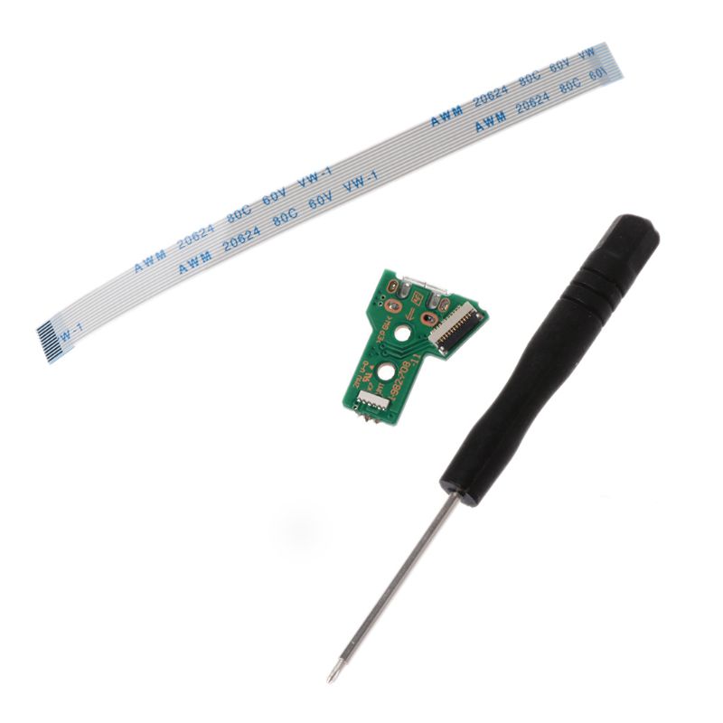 JDS-055 USB-Ladeans chluss buchse 12 Pin Flex band kabel mit Board & Schrauben dreher für Dualshock 4 Controller – Detail 8