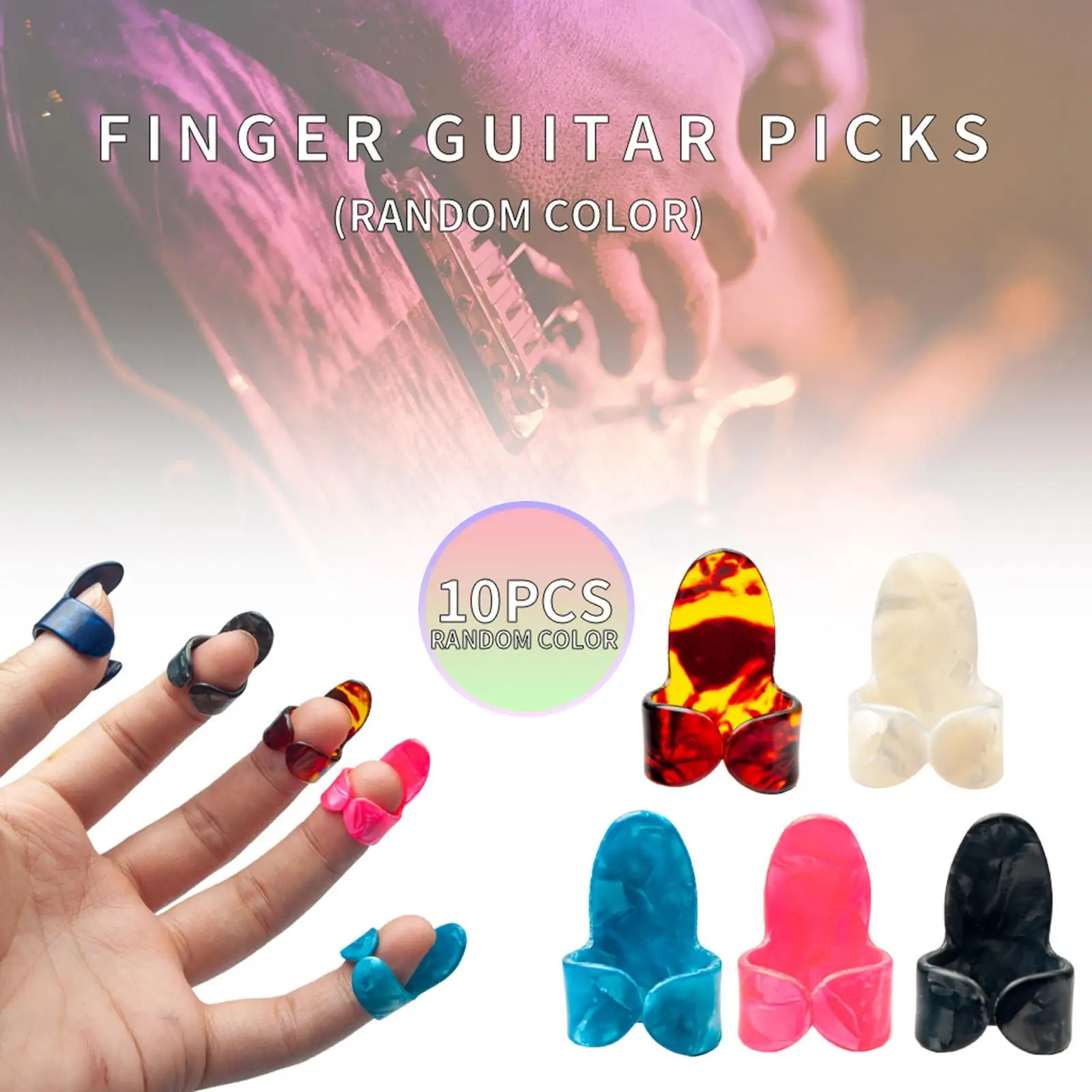 Set of 10 Professional Guitar Pick Plectrums Fingertips Protector Thumb Finger Picks for Acoustic,Electric, Classic Guitar Banjo