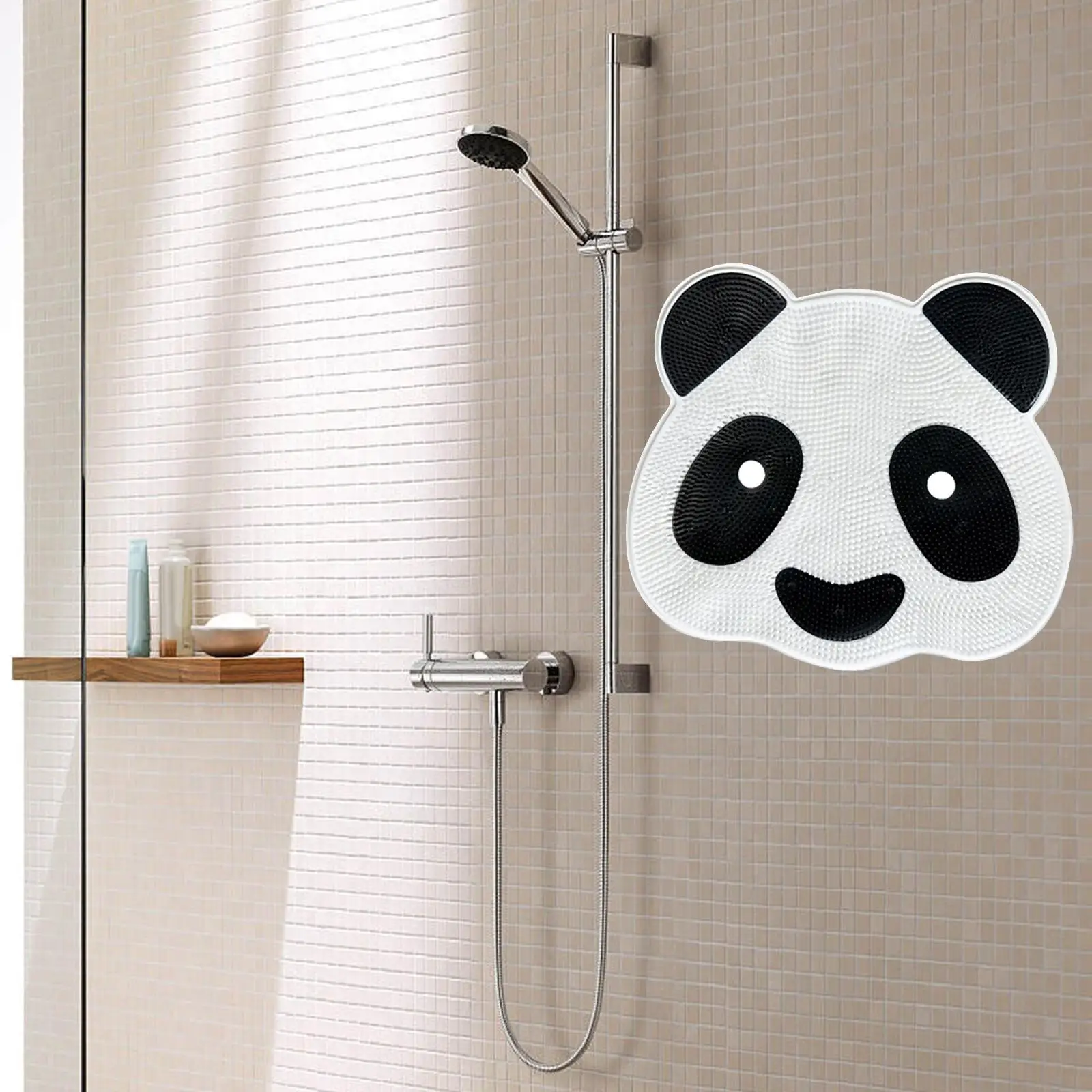 Shower Foot and Back Scrubber with Suction Cups Foot Cleaner Big Cute Panda Shape Wall Mounted Back Scrubber for Men and Women