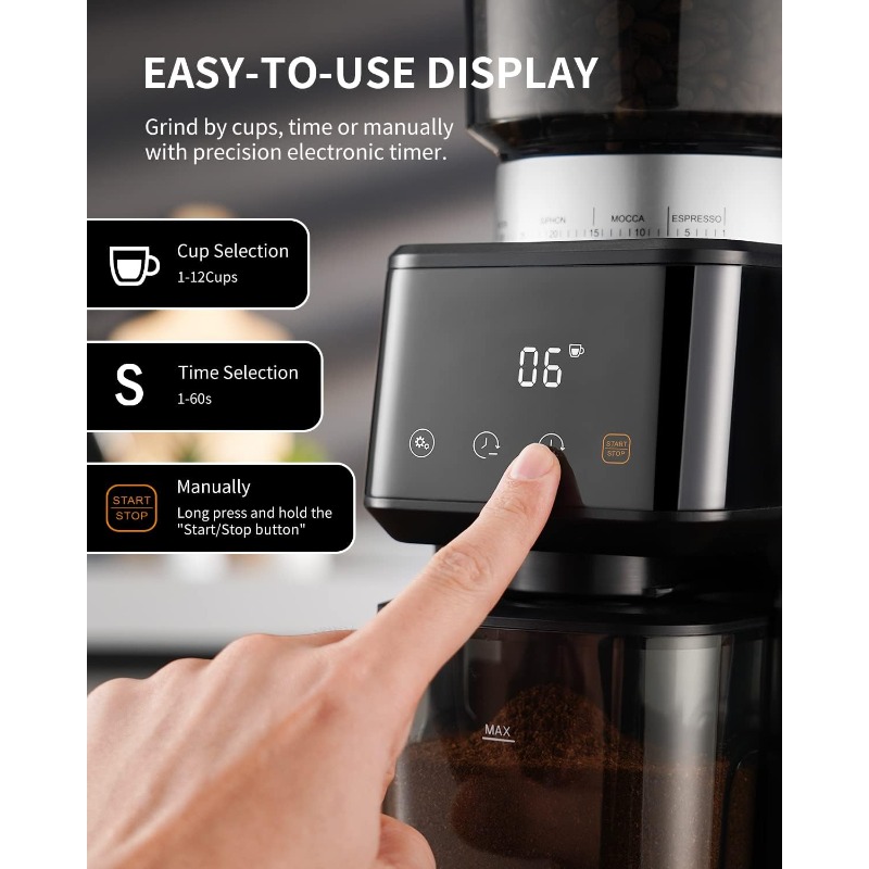 Title 11, SHARDOR Burr Coffee Grinder Electric for Espres...