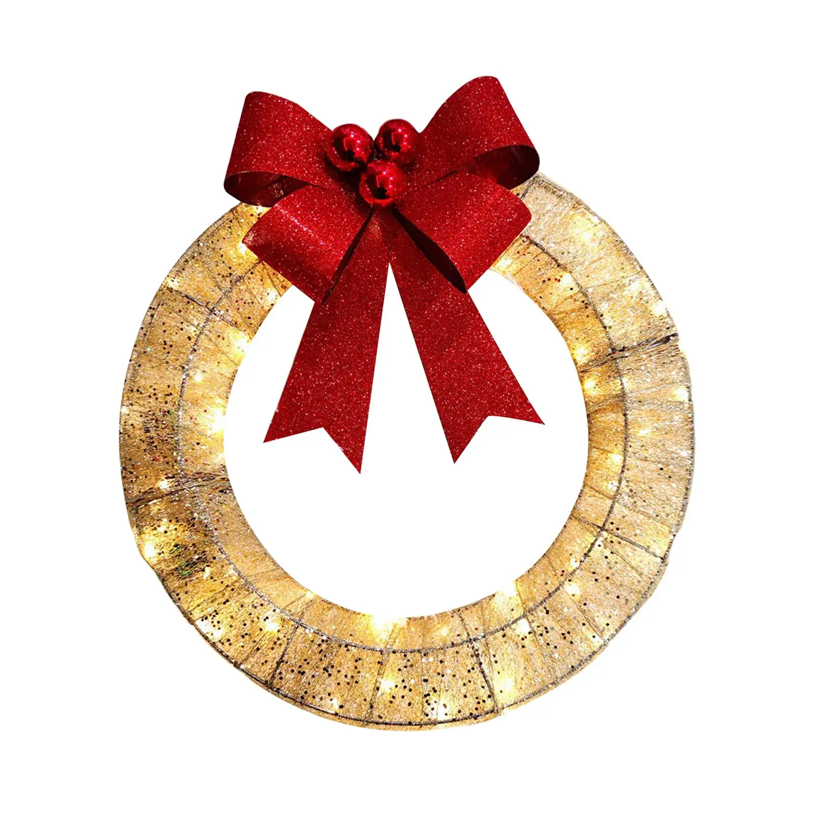 50cm Lighted Christmas Wreath Garland Door Flower Wreath Holiday Wreath for Front Door Festival Holiday Decoration