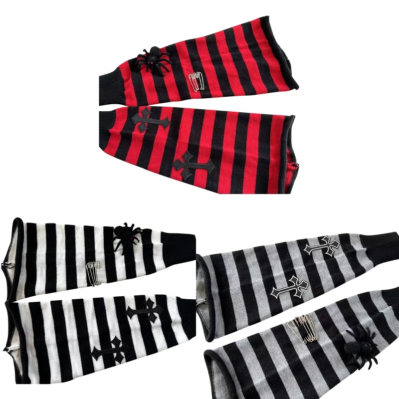 Striped Leg Warmers 80s Party Dance Long Leg Warmers Cross Knit Socks For  Women