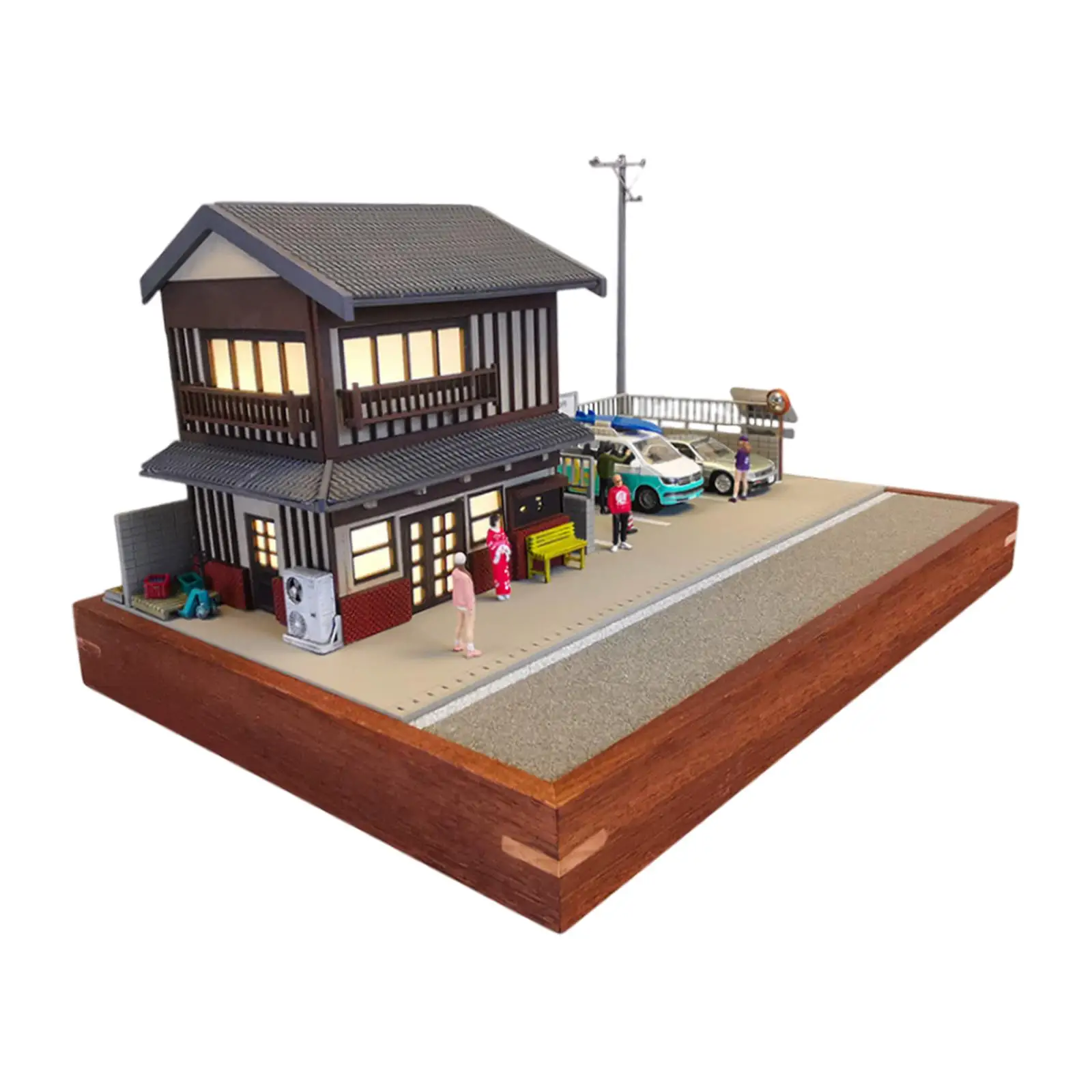 1/64 Model House 1/64 Parking Lot Model for Diorama Layout Miniature Scene Layout Train Railway Decor Sand Table Decor
