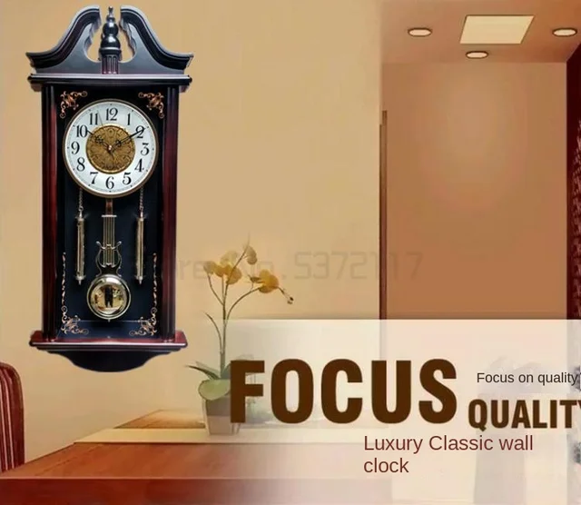 Luxury Pendulum Wall Clock Vintage Radio Music Minimalistic