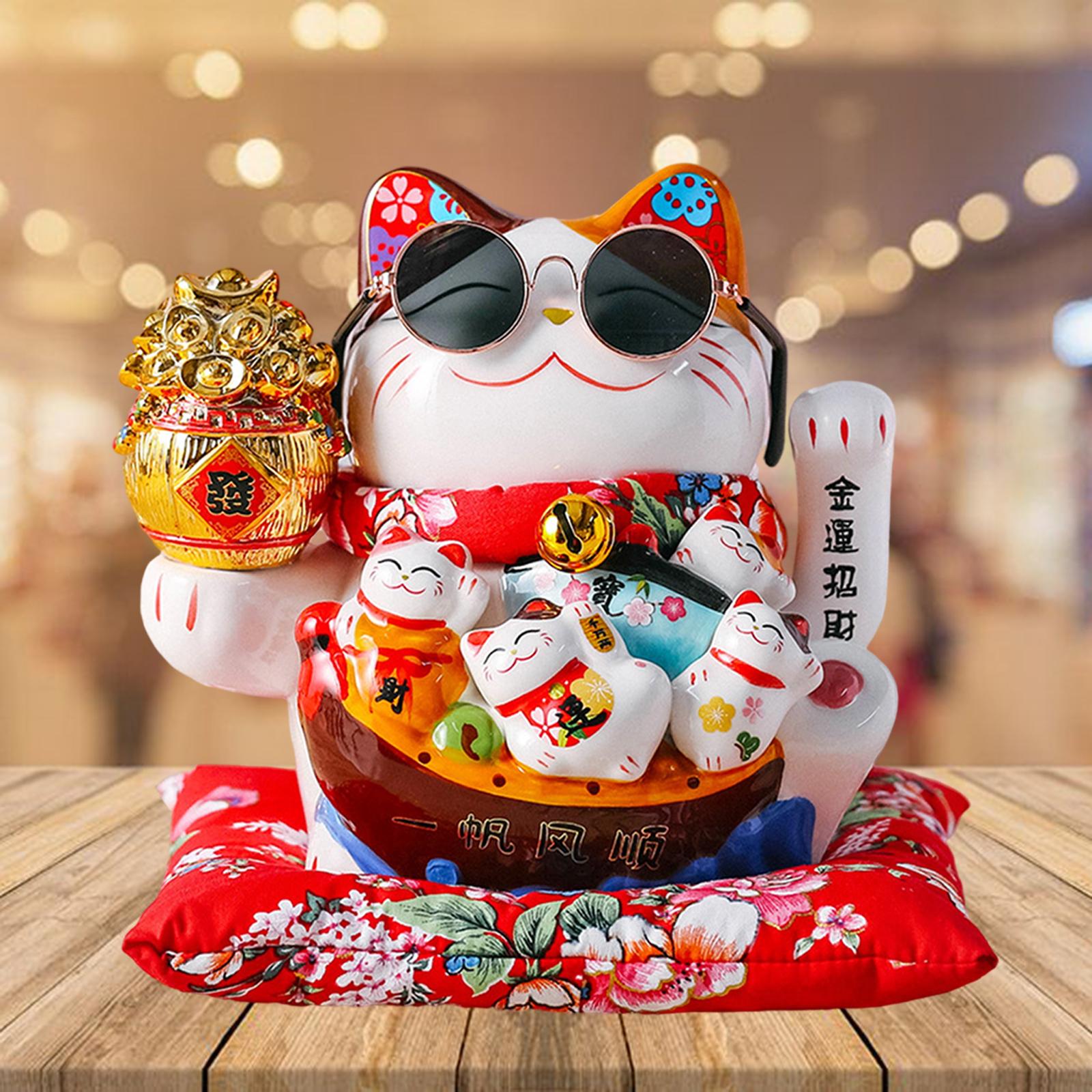 Chinese Feng Shui Beckoning Cat Wealth White Waving Fortune/ Lucky Cat Best Gift for Good Luck Kitty Decor