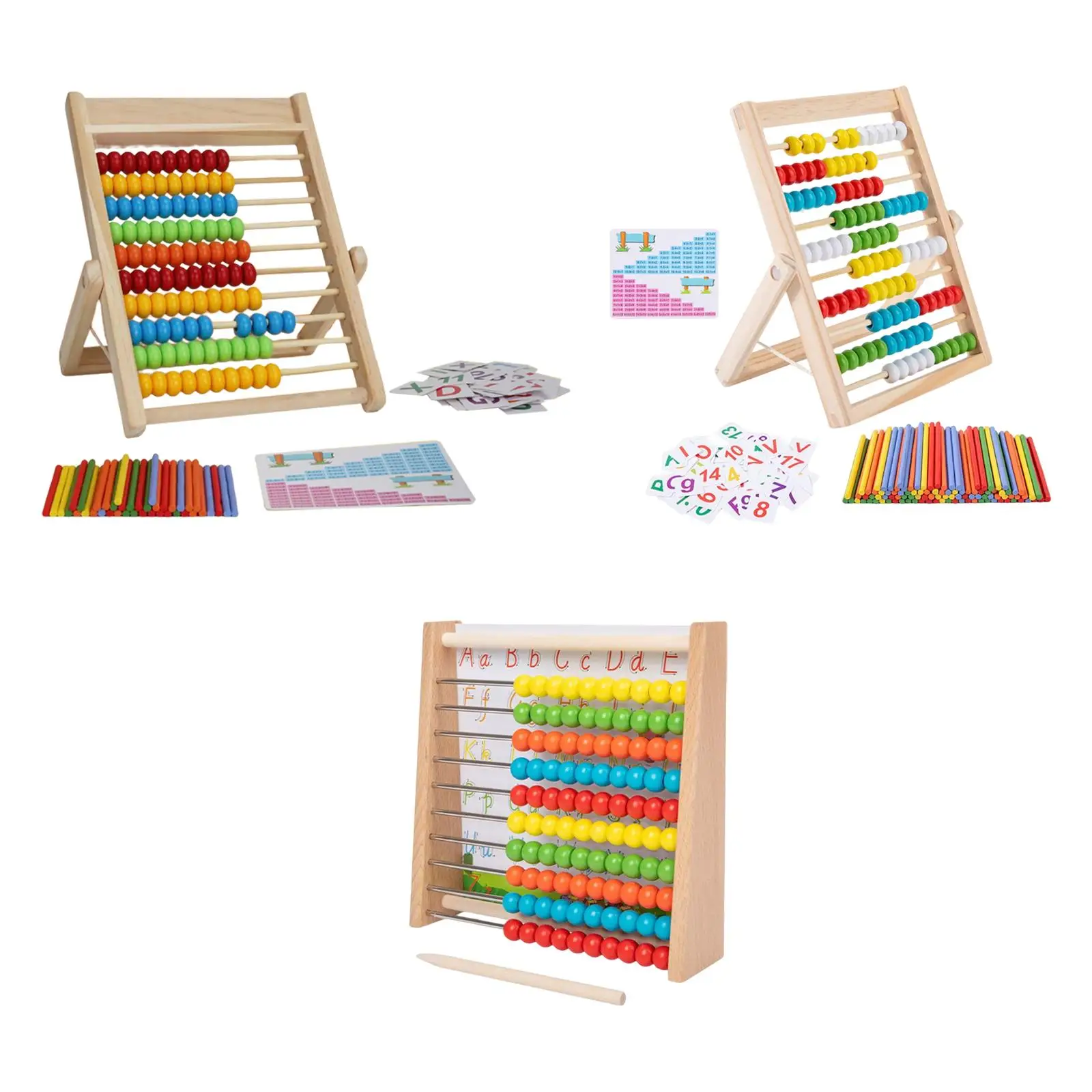Montessori Math Toys 10 Rows Abacus with 100 Colorful Beads Abacus Thinking Game Educational Toys Interactive Toys for Gifts