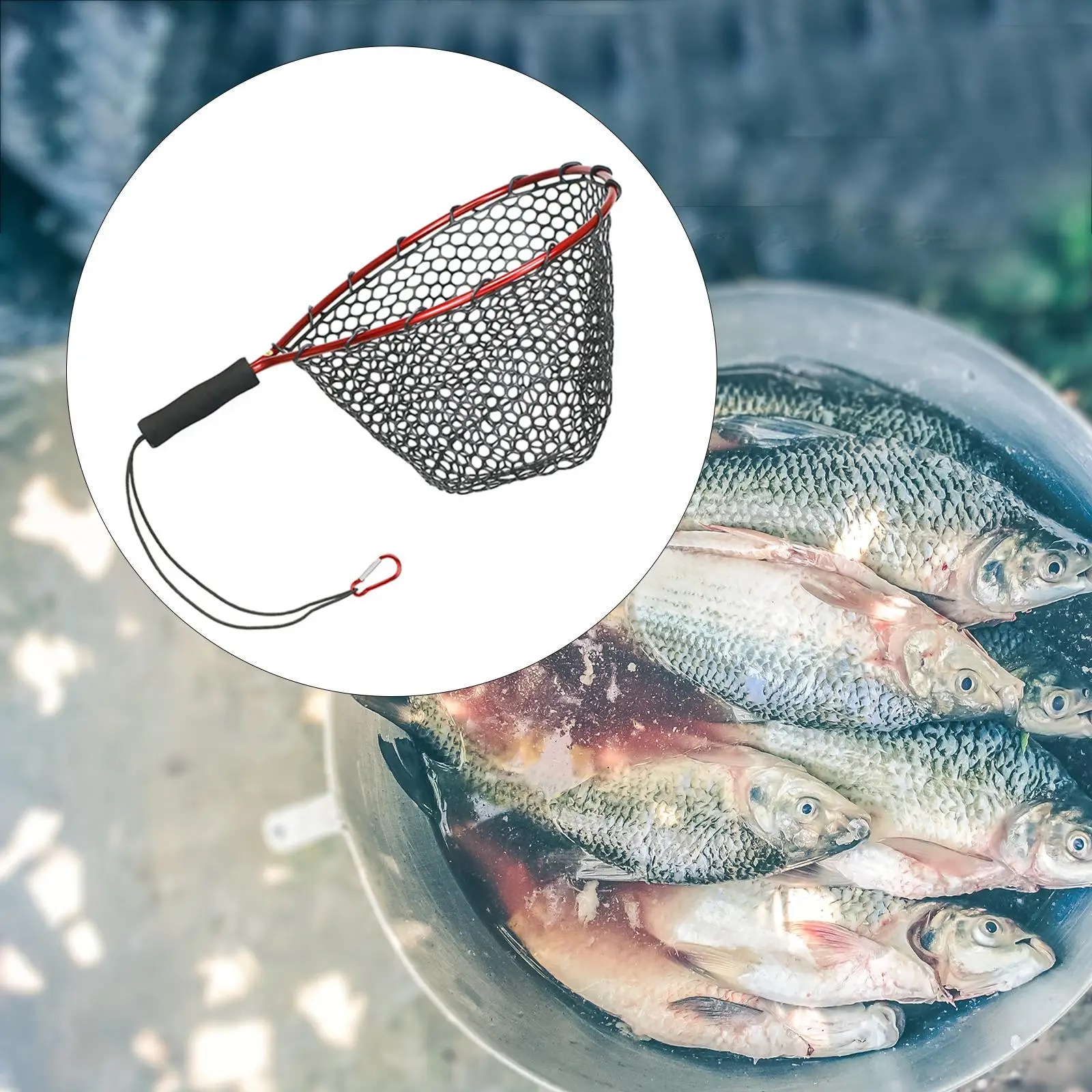 Landing Net No Foldable Shrimp Cage Pole Handle Salmon  Trap Fish Shovel